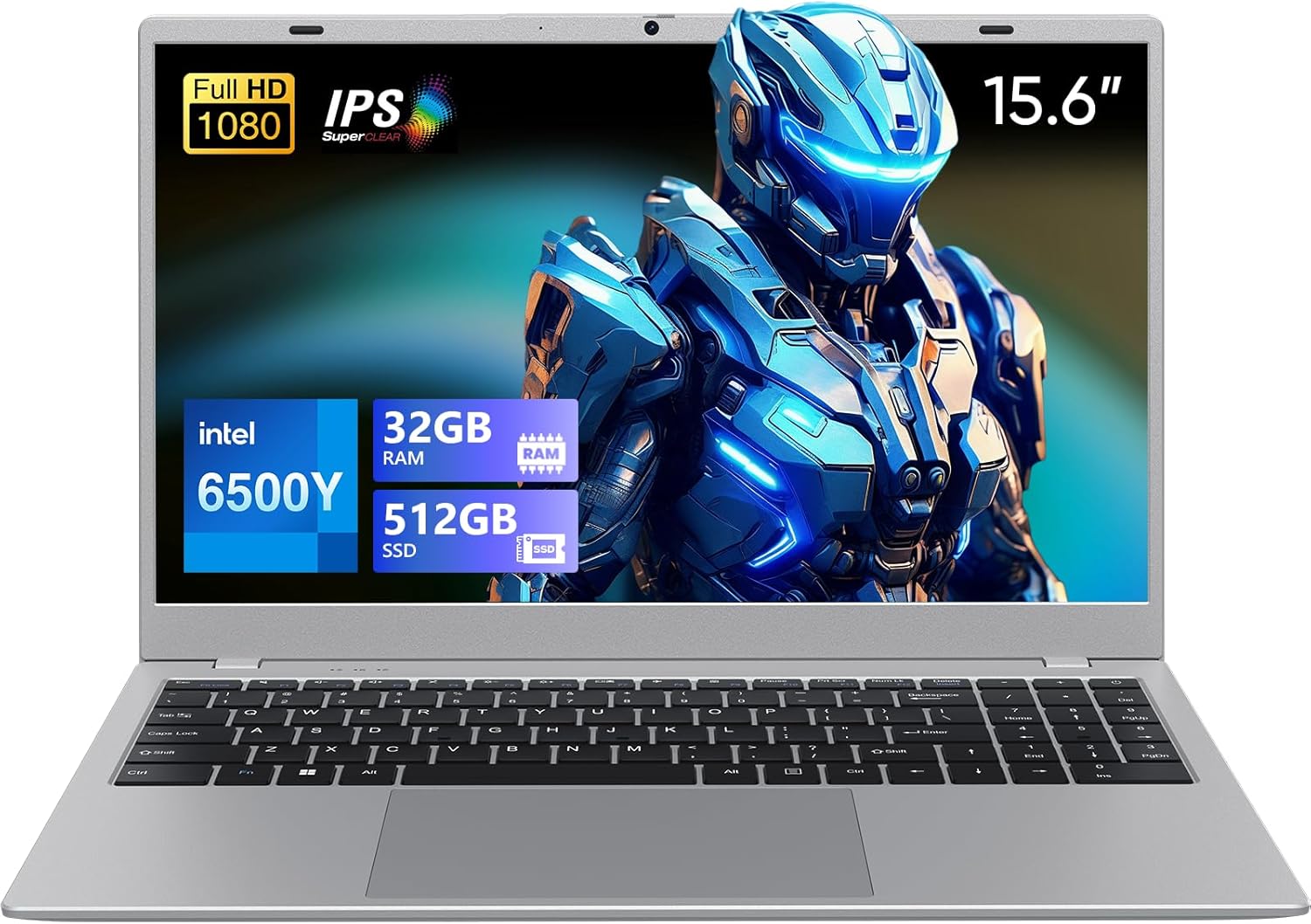 UOWAMOU 15.6 IPS-FHD-Laptop, 32GB RAM 512GB SSD 6500Y (up to 3.4GHz), Multi-Ports Lightweight Computer for Student-Home WiFi 5 BT5.0