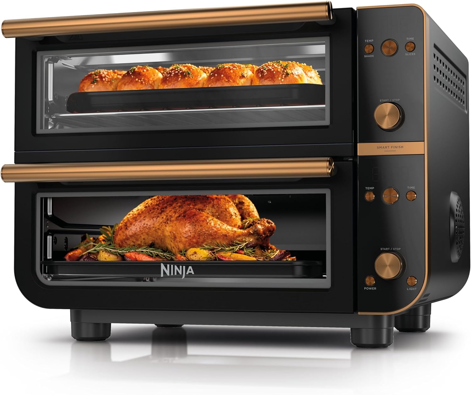 Ninja Double Oven Pro Smart XL Countertop Oven &amp; Air Fryer | 30.2 Qt Capacity |12-in-1 Versatility with Smart Finish &amp; DualZone Tech to Cook 2 Meals at Once | Fit up to 4.5lb Chicken | Onyx | 