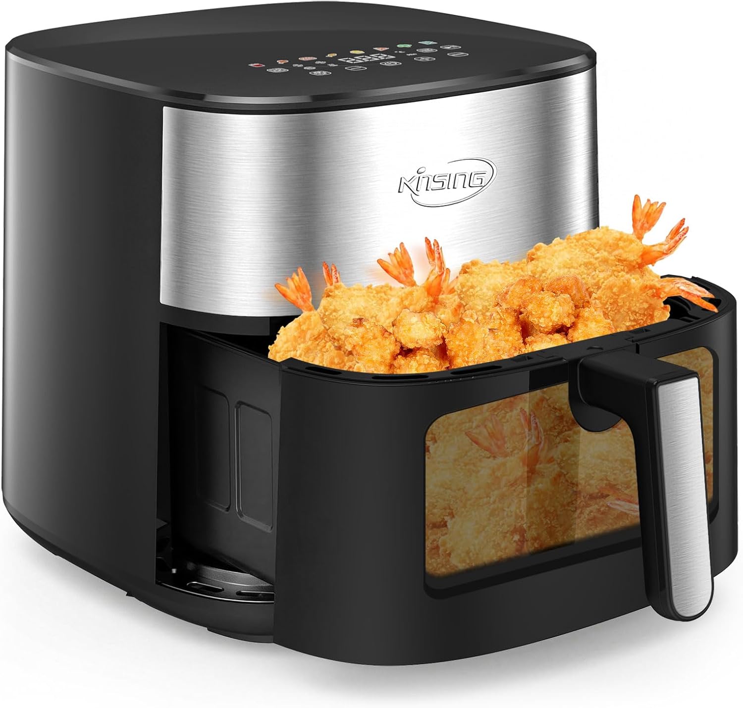 KINSING Air Fryer 8 in 1, XL 8.5 QT Large Airfryer with View Windows,MAX 400℉ for Crispy, 85% Less Oil, Fast Roast, Preheat, Shake, Bake, Non-Stick Basket for Easy Clean, With Professional Recipes
