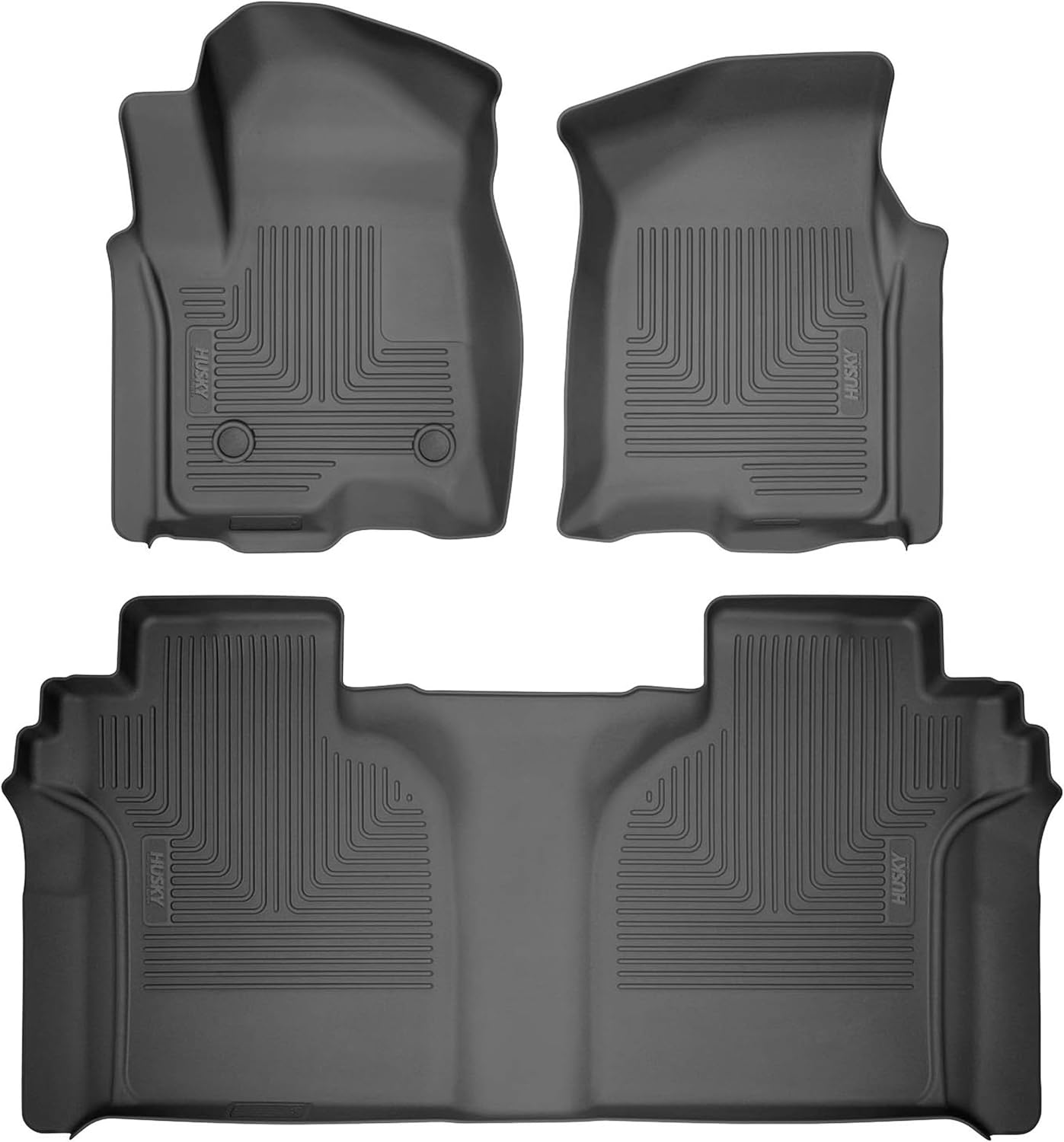 Husky Liners Weatherbeater Floor Mats | Fits 2015-2026 Ford F-150, 2022-2026 Lightning, SuperCrew (Crew Cab) w\/Carpet &amp; w\/Out Fold Flat Storage | Front &amp; 2nd Row, 3-pc Black - 94041