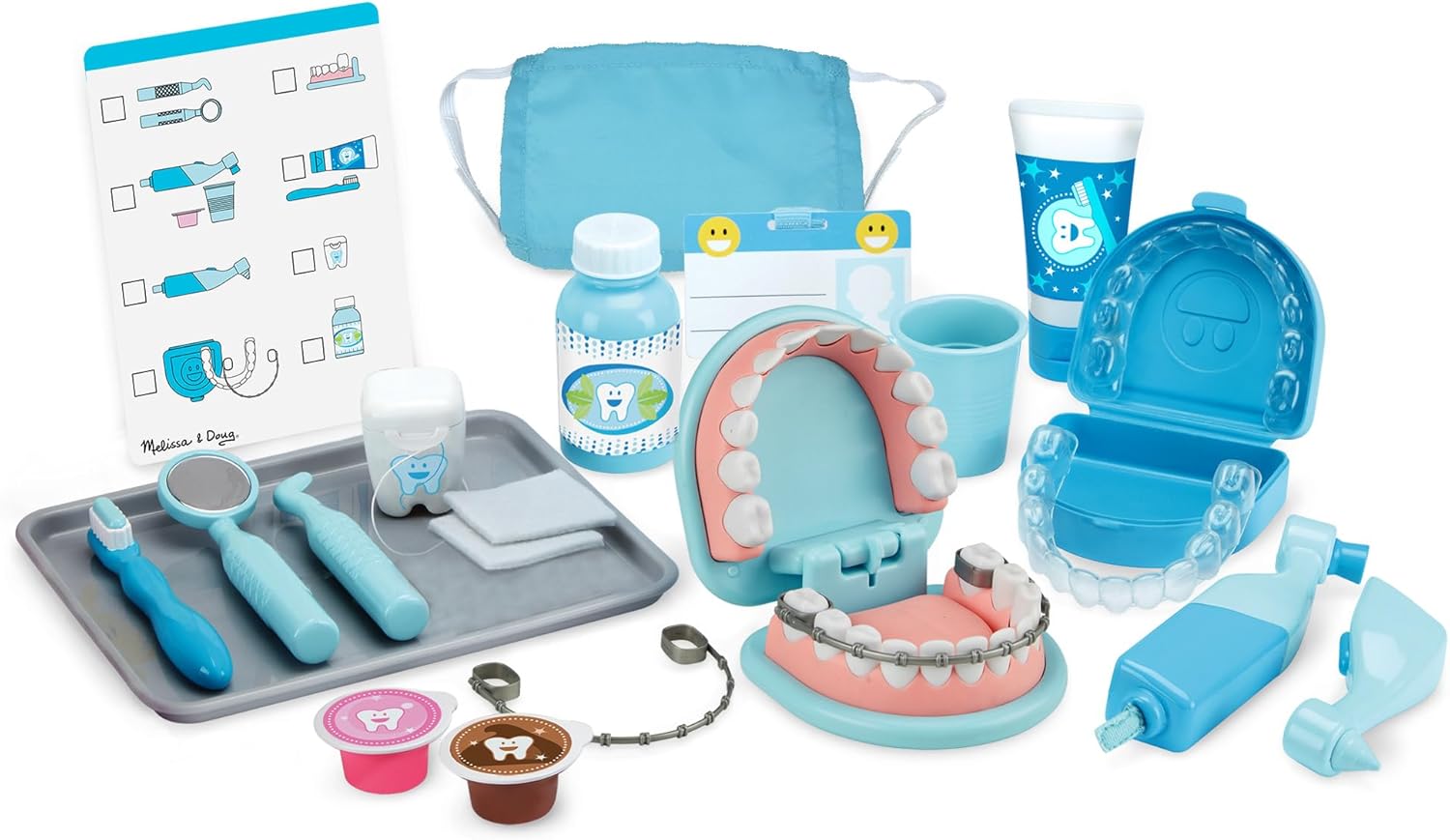 Melissa &amp; Doug Super Smile Dentist Play Set, 25-Piece Dentist Kit with Oversized Teeth, Large Tools &amp; Accessories, Kids Toys for Girls &amp; Boys 3+
