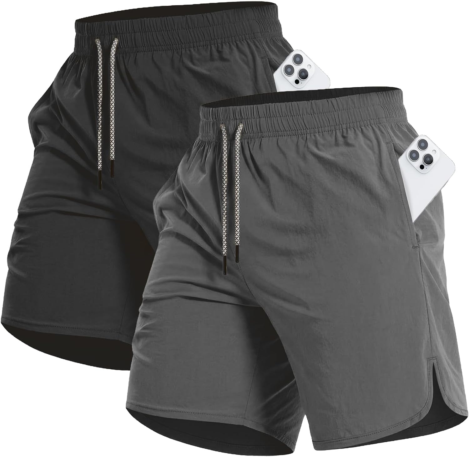 CANGHPGIN 2 Pack Men's Running Athletic Shorts 7'' Quick Dry Sports Gym Shorts with Pockets, Exercise Workout Shorts Men
