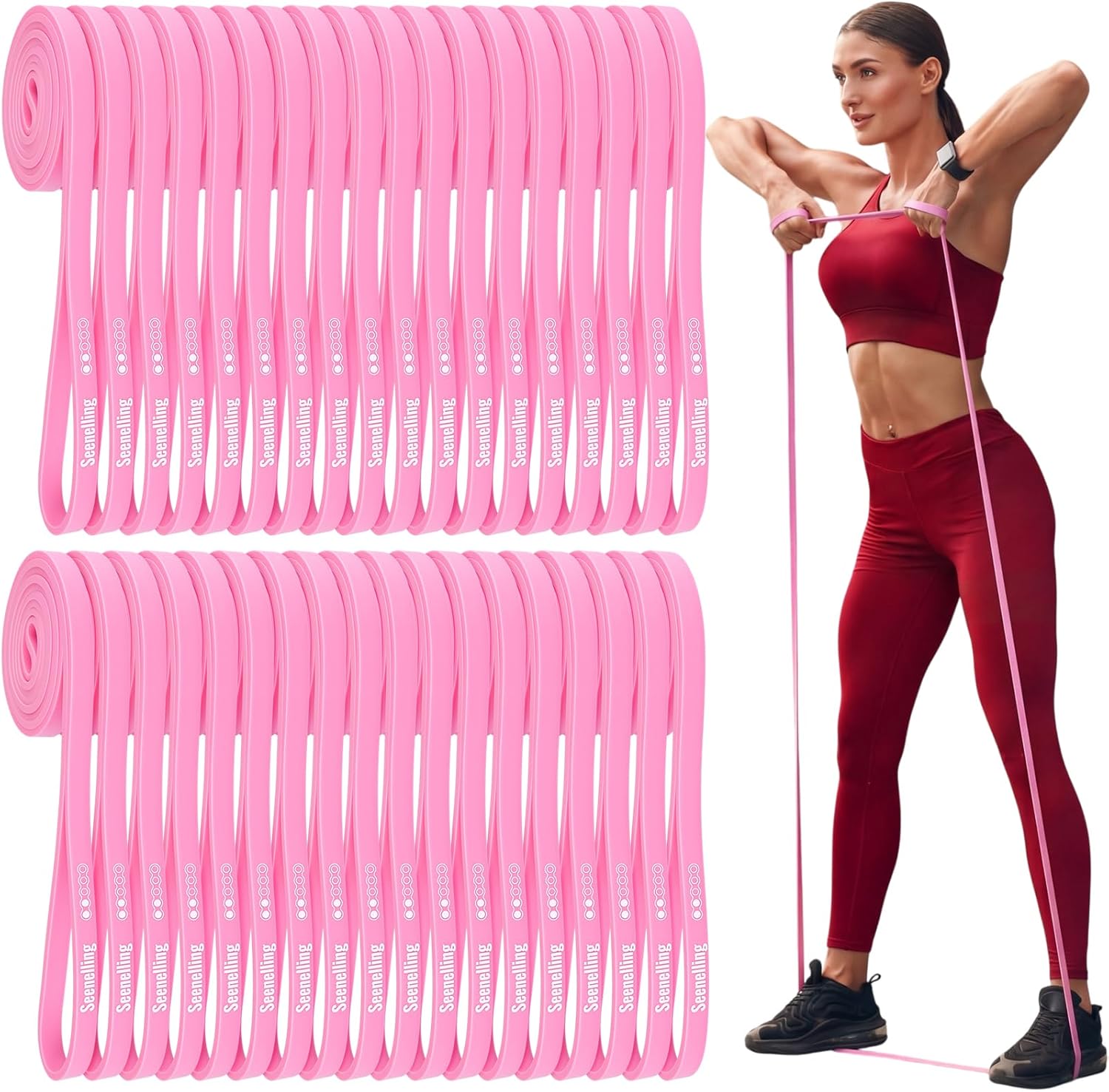 Seenelling 36 Pcs Resistance Bands Set, Elastic Workout Bands for Home Gym, Strength Training, Yoga and Physical Therapy, Exercise Loop for Men and Women