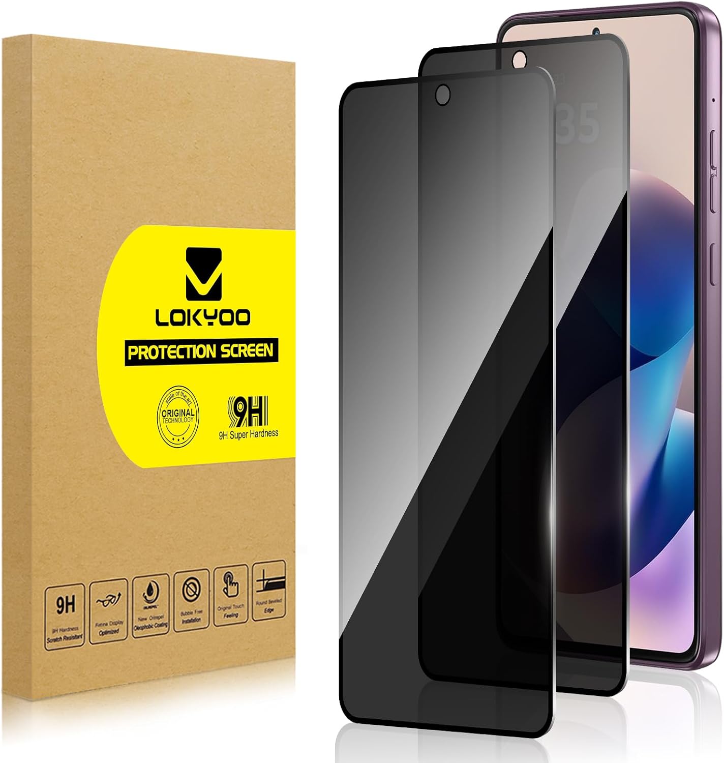 Lokyoo 2 Pack Privacy Screen Protector for Moto G Stylus 5G 2026 [Anti-Spy Tempered Glass], Ultra HD, Anti-Scratch, Bubble-Free, Easy Install 9H Protective Glass for Moto G Stylus 5G 2026