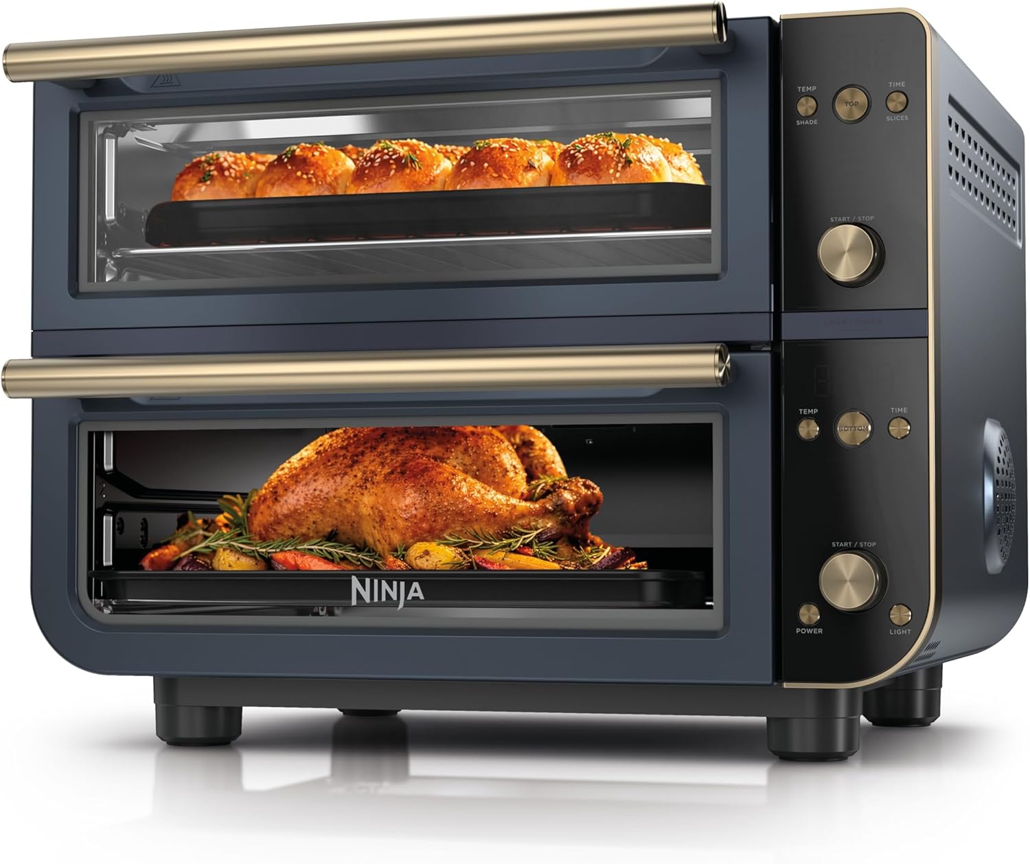 Ninja Double Oven Pro Smart XL Countertop Oven &amp; Air Fryer | 30.2 Qt Capacity | 12-in-1 with Smart Finish &amp; DualZone Tech to Cook 2 Meals at Once | Fits up to 4.5lb Chicken | Cyberspace | DCT8
