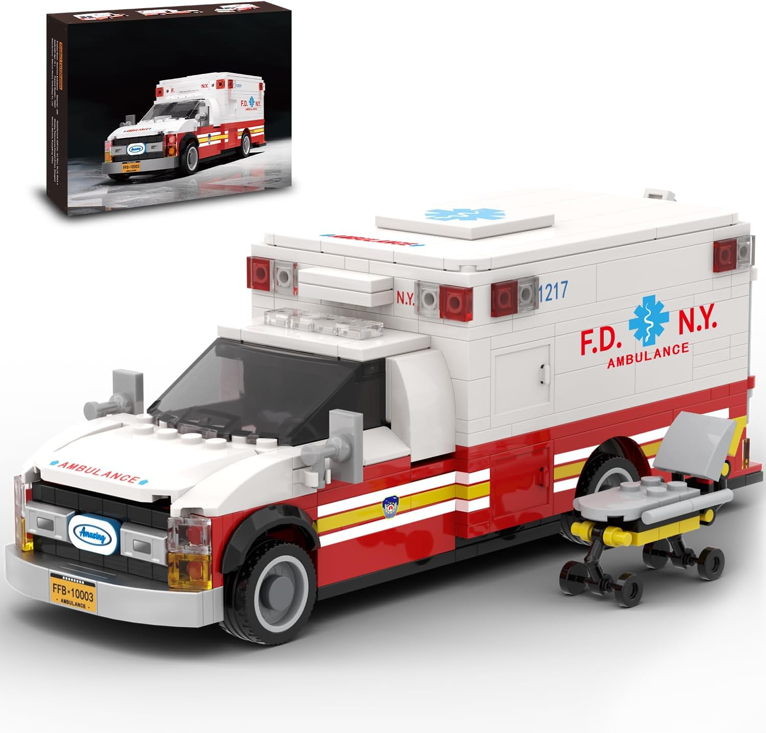 Ambulance Building Set, Emergency Rescue Vehicle Model Kit, Collectible Display Model for Adults &amp; Teens 14+, Compatible with Lego Ambulance Set, 660 PCS