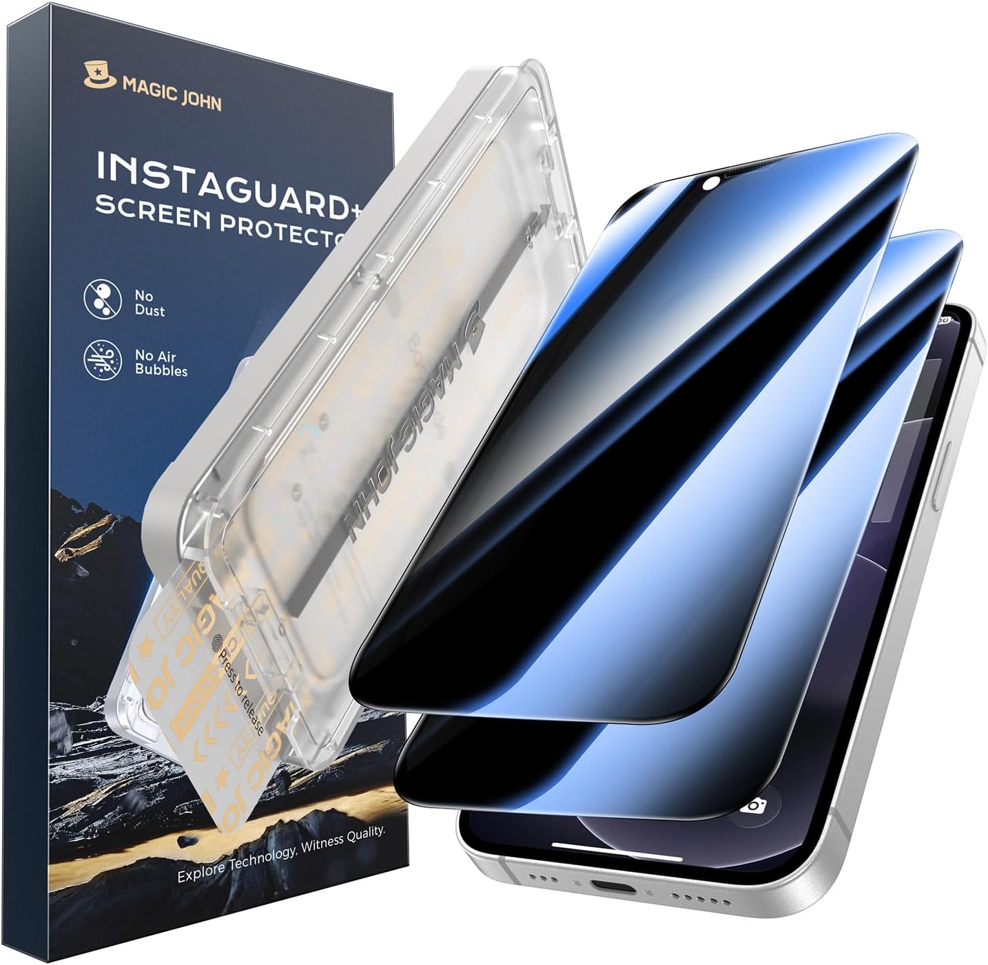 MAGIC JOHN 2PACK 3rd Gen for iPhone 17e Privacy Screen Protector, Anti-Spy, One-Pull Easy Install, Smooth Touch, Auto-Align Screen, 9H Glass, Anti-Scratch