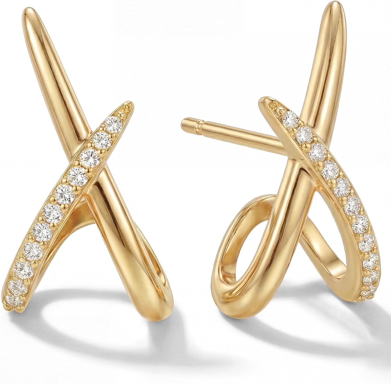 Gold Earrings for Women Trendy,14K Gold Stud Earrings Dainty Earrings Simple Minimalist Cubic Zirconia Diamond Gold Earrings Hypoallergenic Earring for Women Gifts
