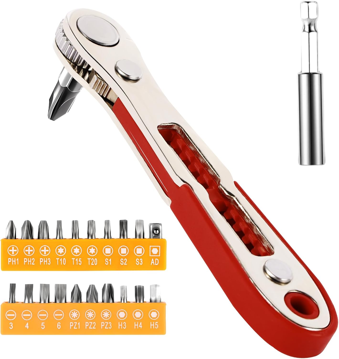 Aeiyiqco 22-in-1 Magnetic Ratchet Screwdriver Set w\/Reversible Wrench &amp; Bits | Compact for Tight Spaces, DIY\/Home\/Car Repairs | Best Gift for DIYers, Handymen &amp; Men