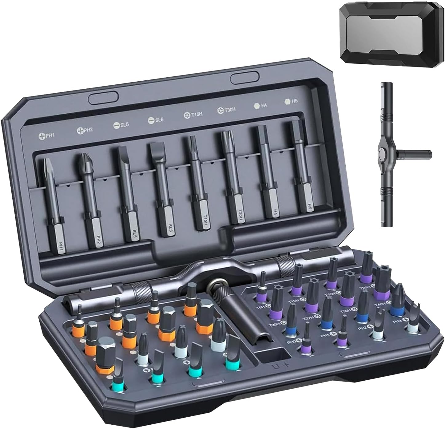 42 in 1 Magnetic Screwdriver Set, magnetic ratchet screwdriver set, Detachable ratcheting t handle, Portable Storage box, multitool set, Kit for Furniture, Electronics, Computer, Bike Repairs