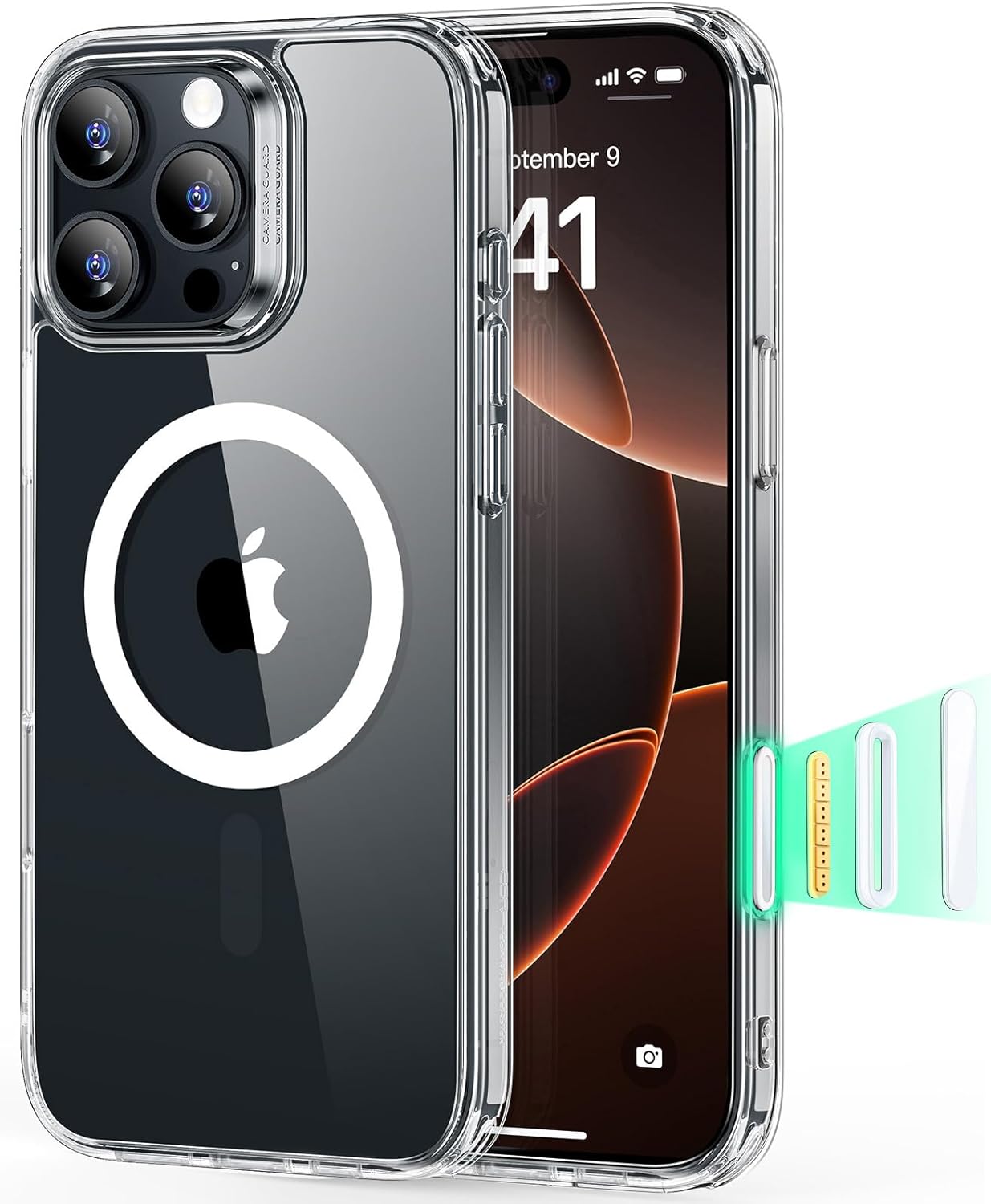 ESR for iPhone 16 Pro Case, Camera Control, Compatible with MagSafe, Shockproof Military-Grade Protection, Magnetic Phone Case for iPhone 16 Pro, Classic Hybrid Case (HaloLock), Clear | Camera Control