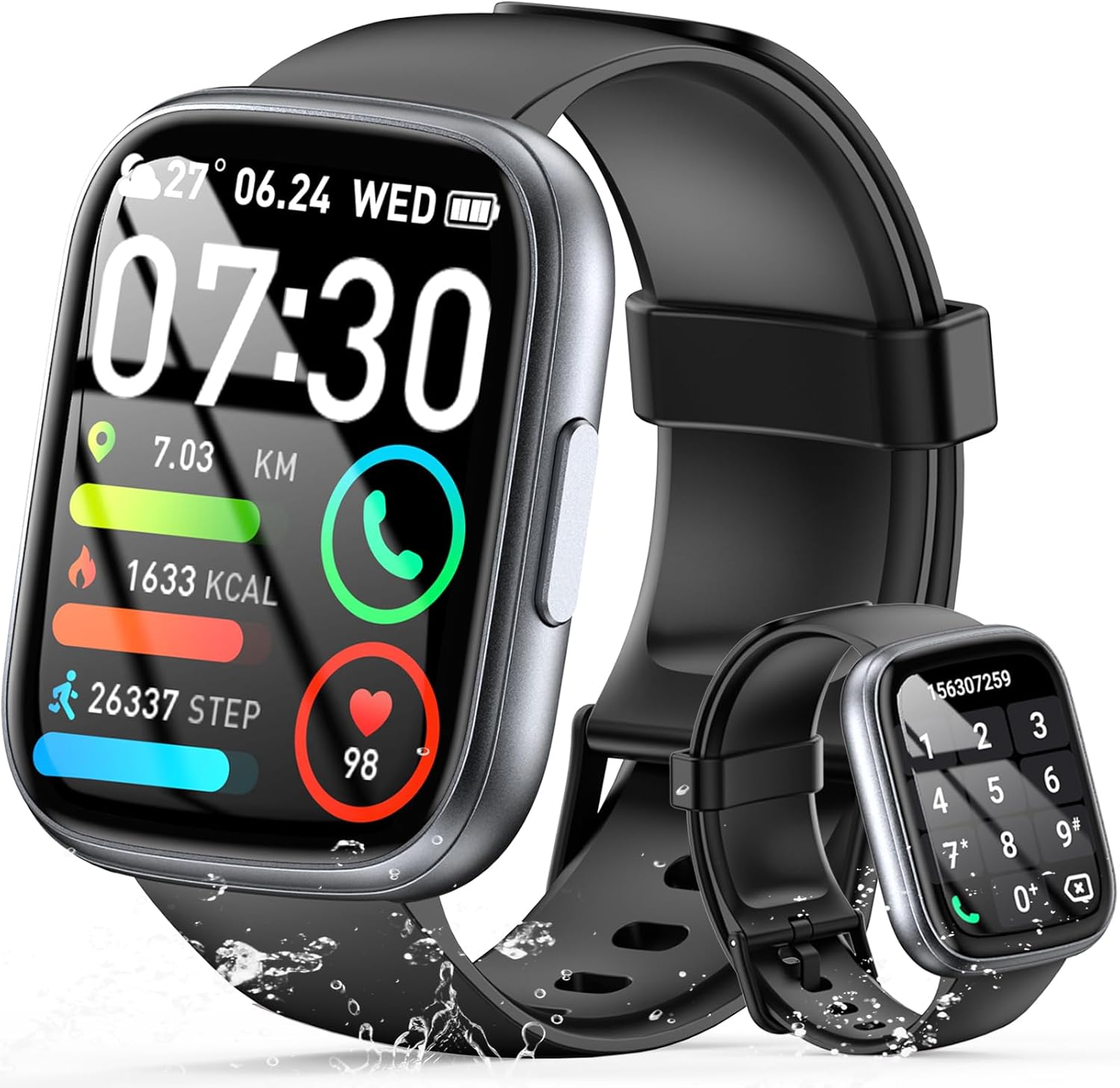 Smart Watch for Men Women (Answer\/Make Call), 1.95" Touch Screen Fitness Watch with Heart Rate\/Sleep Monitor, IP68 Waterproof Smartwatch for Android iOS, Activity Tracke with 120+ Sports Modes, 