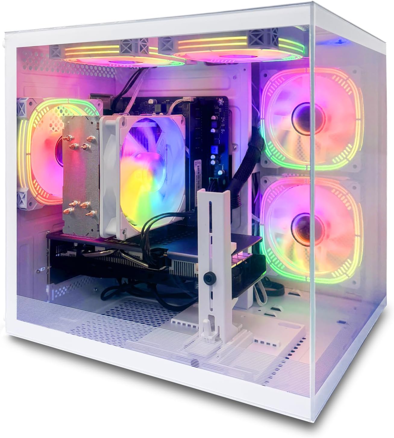 suevery Gaming PC Ryzen5 5600G（3.9GHz Up to 4.4GHz Nvme SSD 512G 16GB RAM WiFi 6 Prebuilt Towers Desktop Computer White (512, GB)