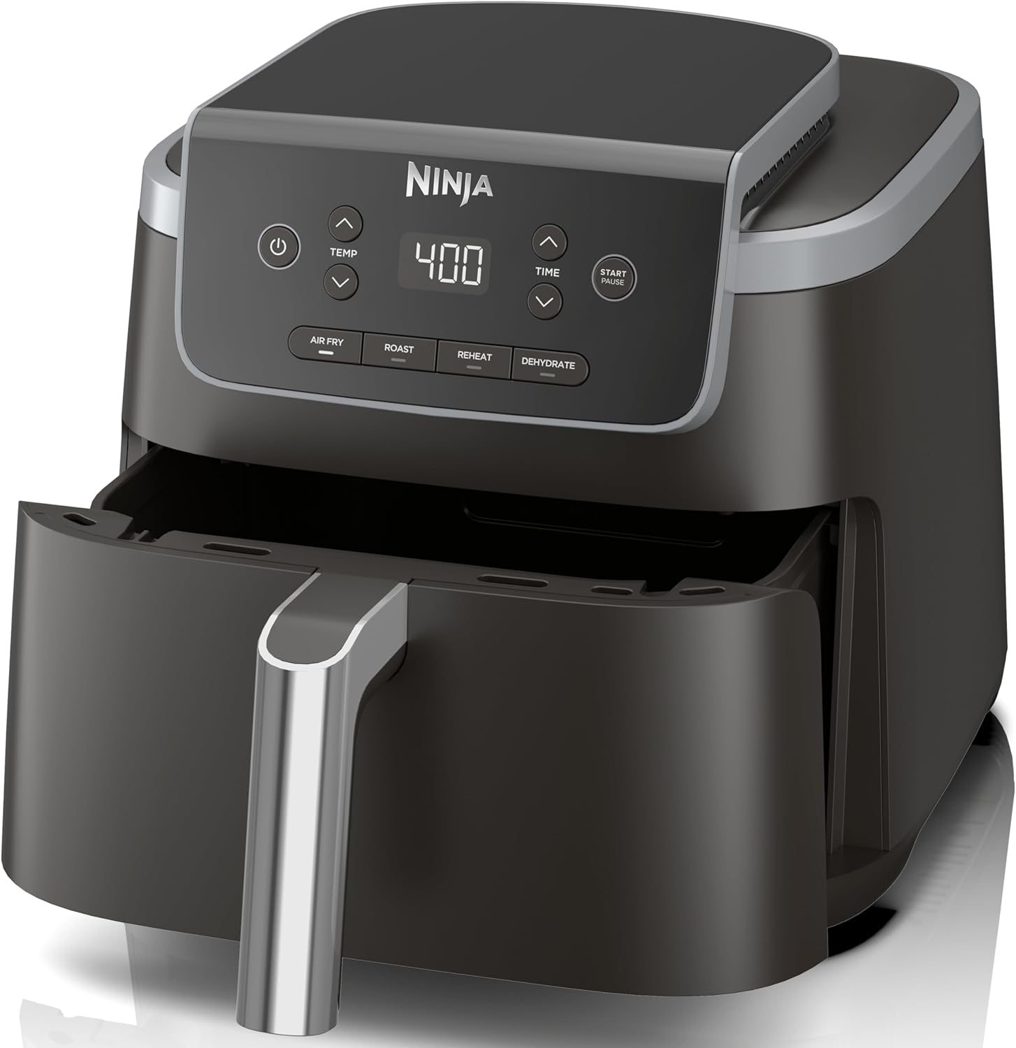 Ninja Air Fryer with Air Crisp | 5 QT Capacity fits up to 4lbs of Fries | 4-in-1 Pro Air Fry, Roast, Reheat, Dehydrate | 400°F Max Temp | 1750 Watts | W\/Nonstick Basket &amp; Crisper Plate | Grey | A