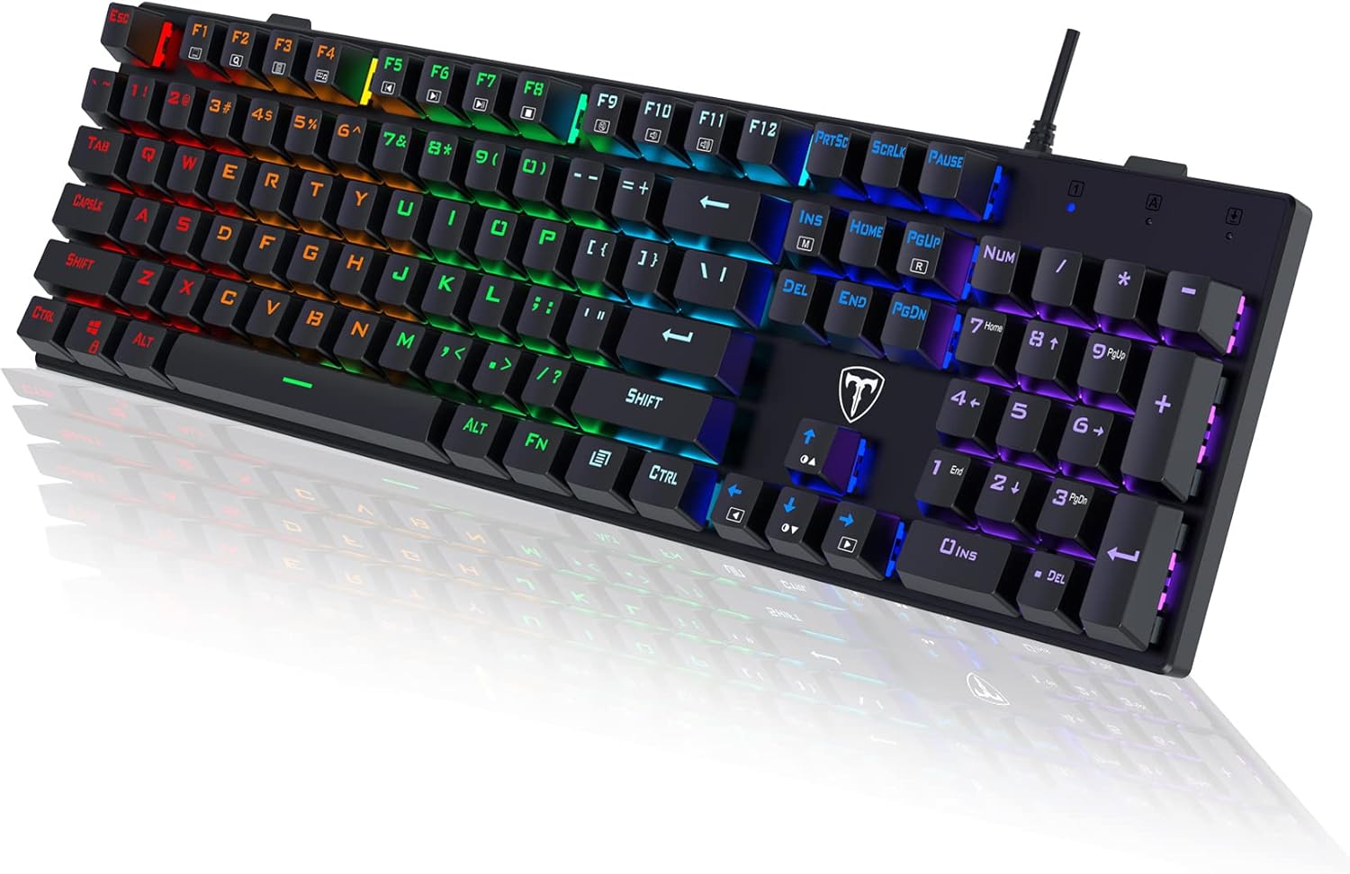 RisoPhy Mechanical Gaming Keyboard, RGB 104 Keys Ultra-Slim LED Backlit USB Wired Keyboard with Blue Switch, Durable Abs Keycaps\/Anti-Ghosting\/Spill-Resistant Computer Keyboard for PC Mac Xbox Gamer