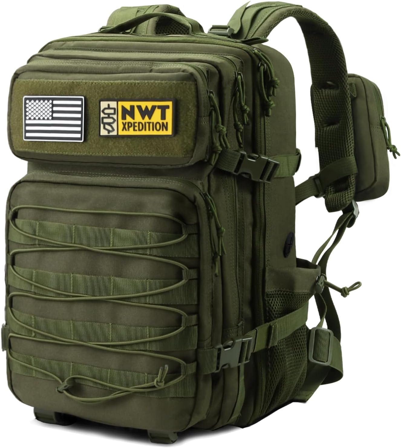 NWT XPEDITION Military Tactical Backpack,Sturdy Work &amp; Molle Laptops Rucksack,Army Pack for Hiking Camping Travel Fishing Gym,Green