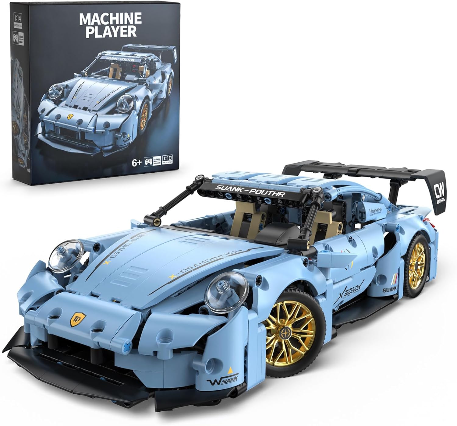 PIKARO Sports Race Car Building Set Kit for Boys &amp; Adults, 1:14 MOC Toys Racing Model Car Kits, Birthday Gift for Boys Kids Age 8-14 12-16