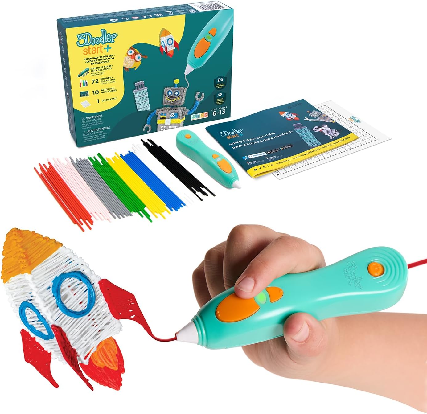 3Doodler Start+ Essentials 3D Pen Set for Kids, Easy to Use, Learn from Home Art, Educational STEM Toy for Boys &amp; Girls Ages 6+