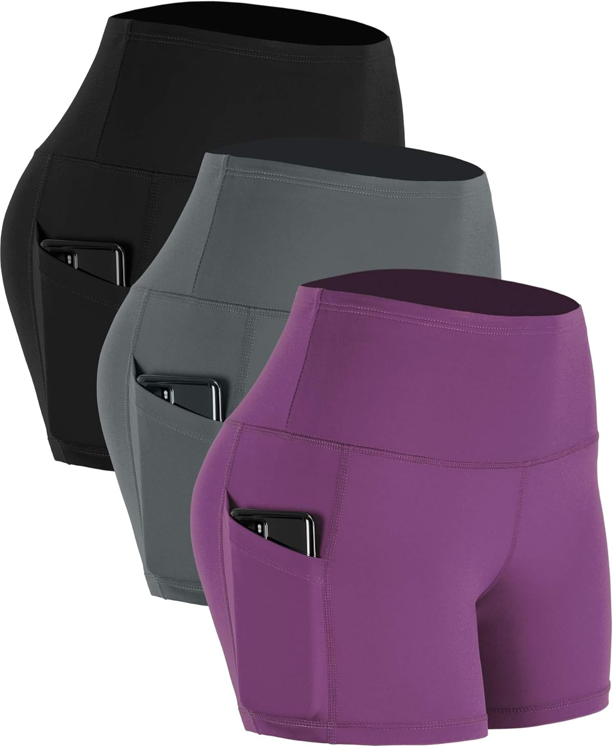CADMUS High Waist Athletic Shorts for Womens Yoga Fitness Running Shorts with Deep Pockets