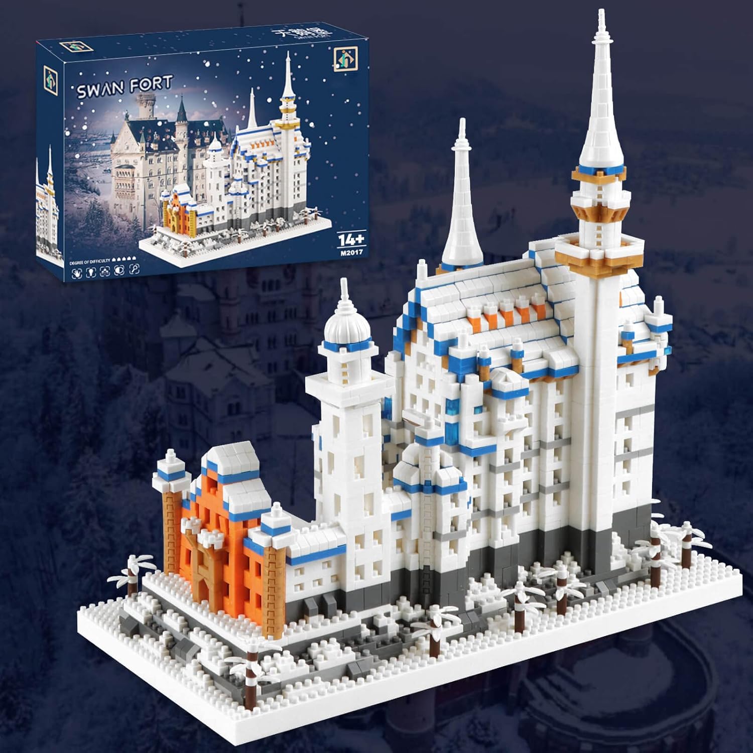 Vziimo Germany Swan Stone Castle Micro Building Blocks Set, Famous World Architecture Model Creative Collection Building Toys for Adults and Kids 14+ (2800\u200B Pieces)