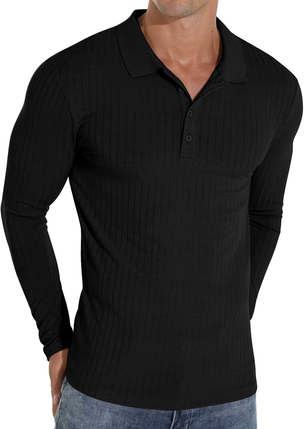Askdeer Men's Polo Shirts Long\/Short Sleeve Slim Fit Casual Shirts Classic Stretch Polo T Shirt Golf Shirts
