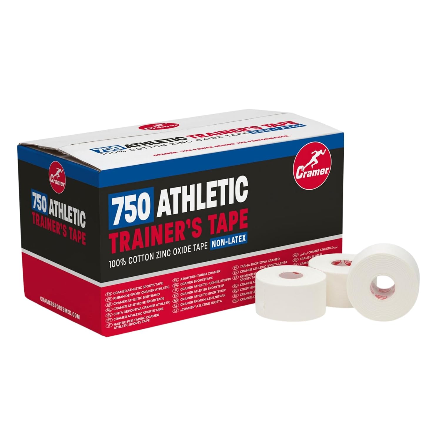 Cramer Team Color Athletic Tape, White, Latex-Free, 1.5" x 15yds, 32 Roll Bulk Case, Tearable Sports Tape for Wrists, Ankles, Baseball, Training, Strong Athletic Wrap for Athletes &amp; Trainers