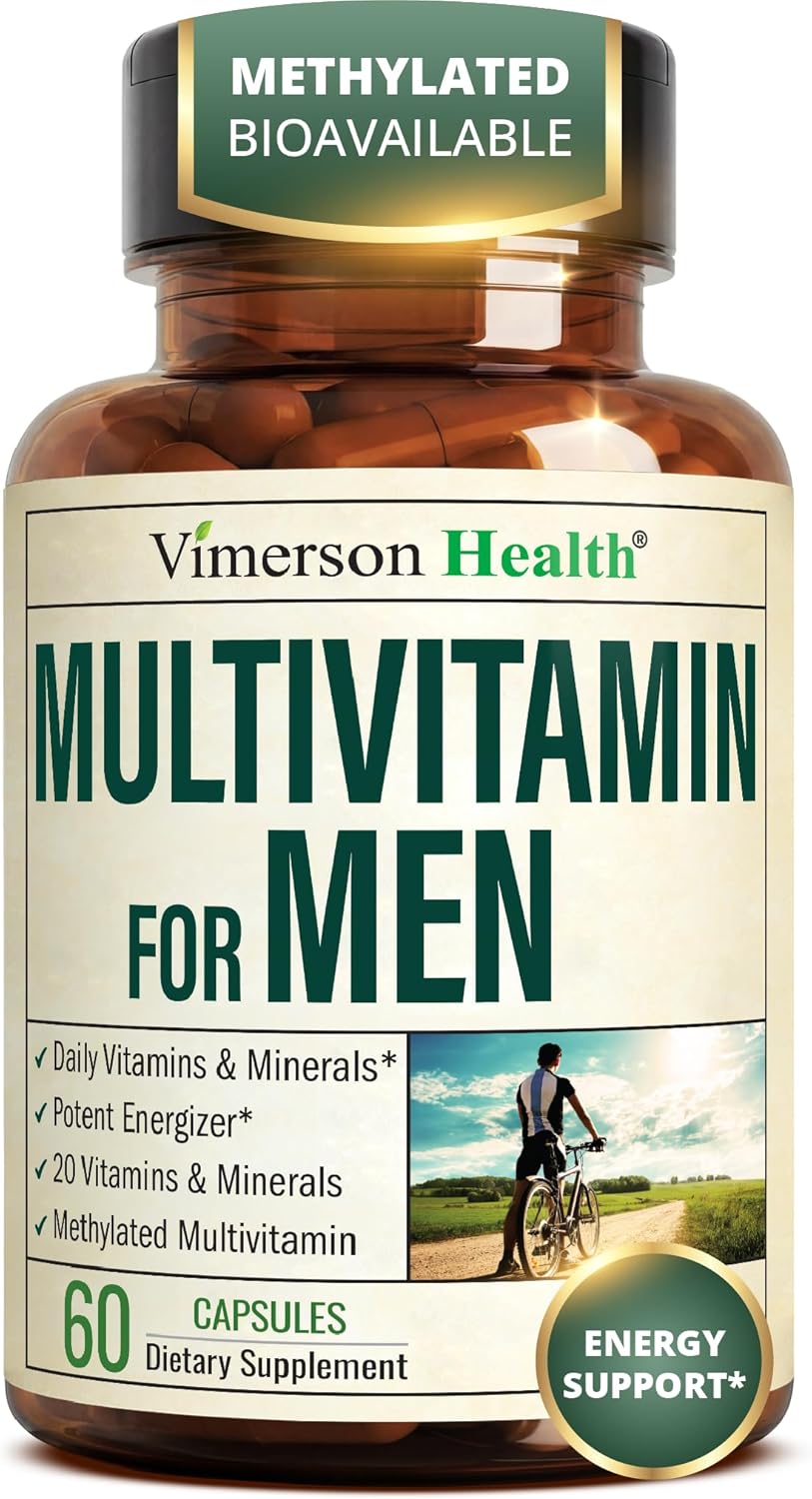 Multivitamin for Men with Methylated Vitamins and Chelated Minerals for Energy, Focus and Immune Health \u2013 Premium Daily Mens Multivitamins &amp; Multiminerals \u2013 60 Capsules
