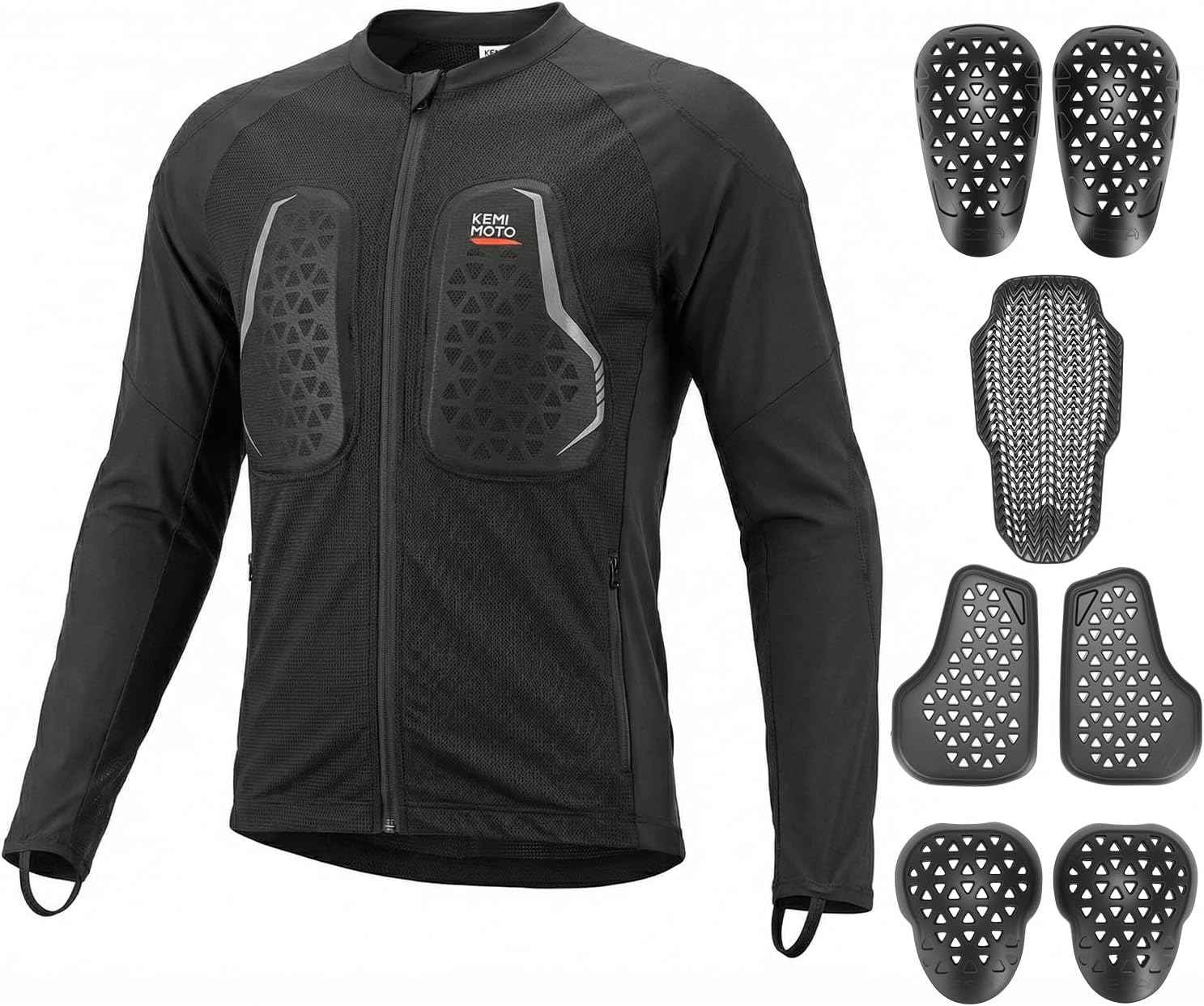 KEMIMOTO Motorcycle Mesh Armored Shirt for Men, with CE1 Certified Protective Gear Jacket, Breathable, Soft for All Seasons, Suitable for Motorcycling, Riding, Cycling, Off-Road Sports