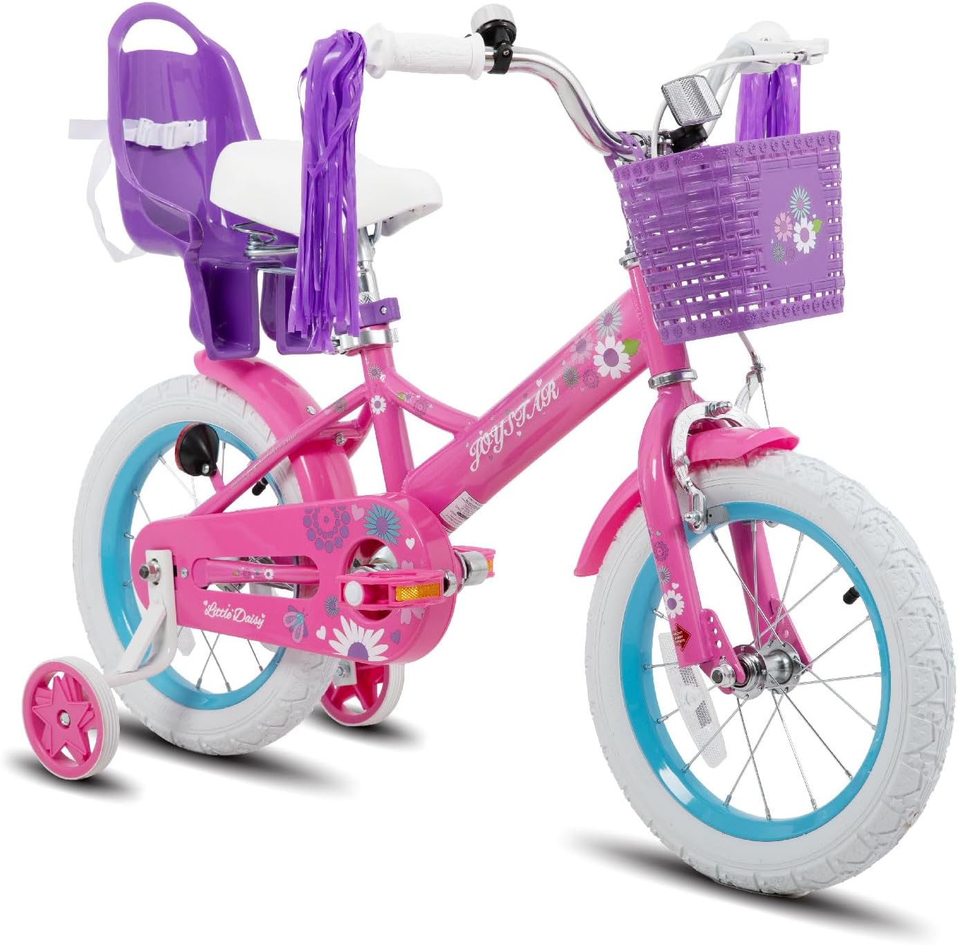 JOYSTAR Little Daisy Kids Bike for Girls Boys Ages 2-7 Years, 12 14 16 Inch Girls Bikes with Doll Bike Seat &amp; Streamers, Boys Bike with Flag &amp; Number Plate, Multiple Colors