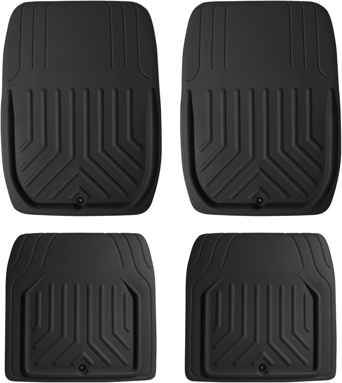 FH Group Faux Leather Deep Dish Car Floor Mats \u2013 Trim-to-Fit, Universal Fit Full Set Automotive Floor Mats for Cars, SUVs &amp; Trucks, Durable All-Weather Interior Protection, Black