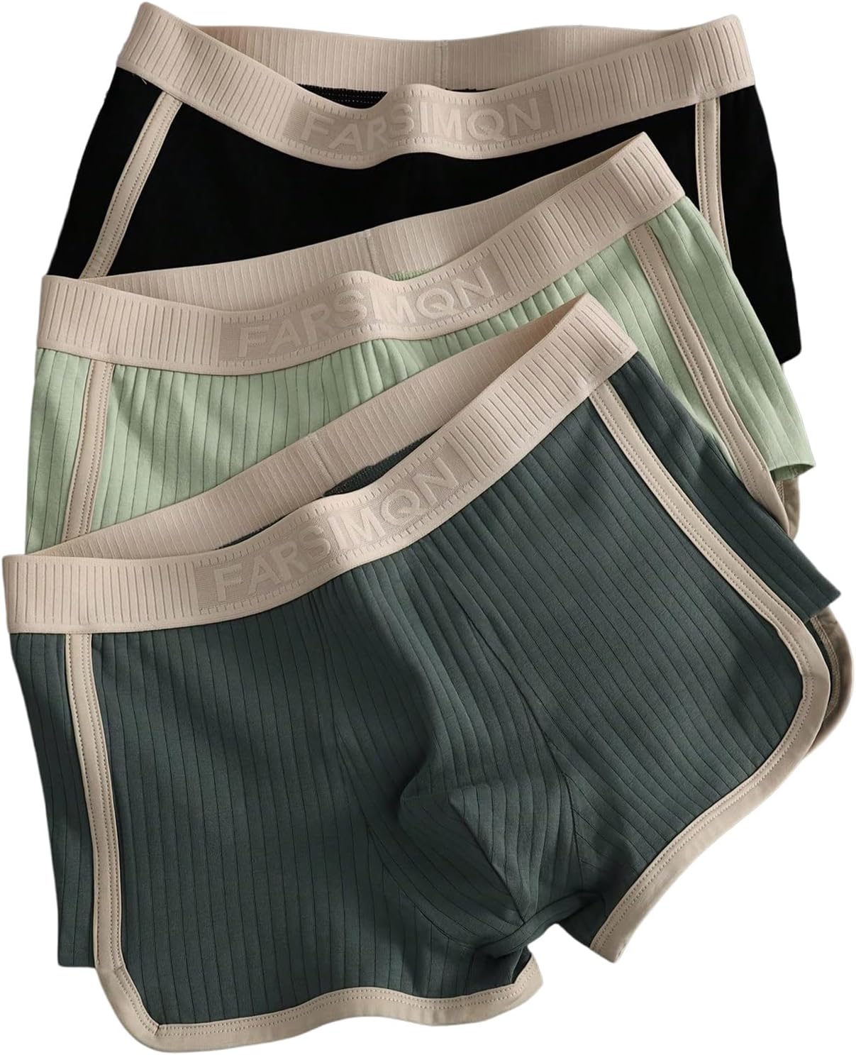 SOLY HUX Men's Boxer Briefs 3 Packs Trunks Mid Rise Underwear Stretchy Knitted Panties