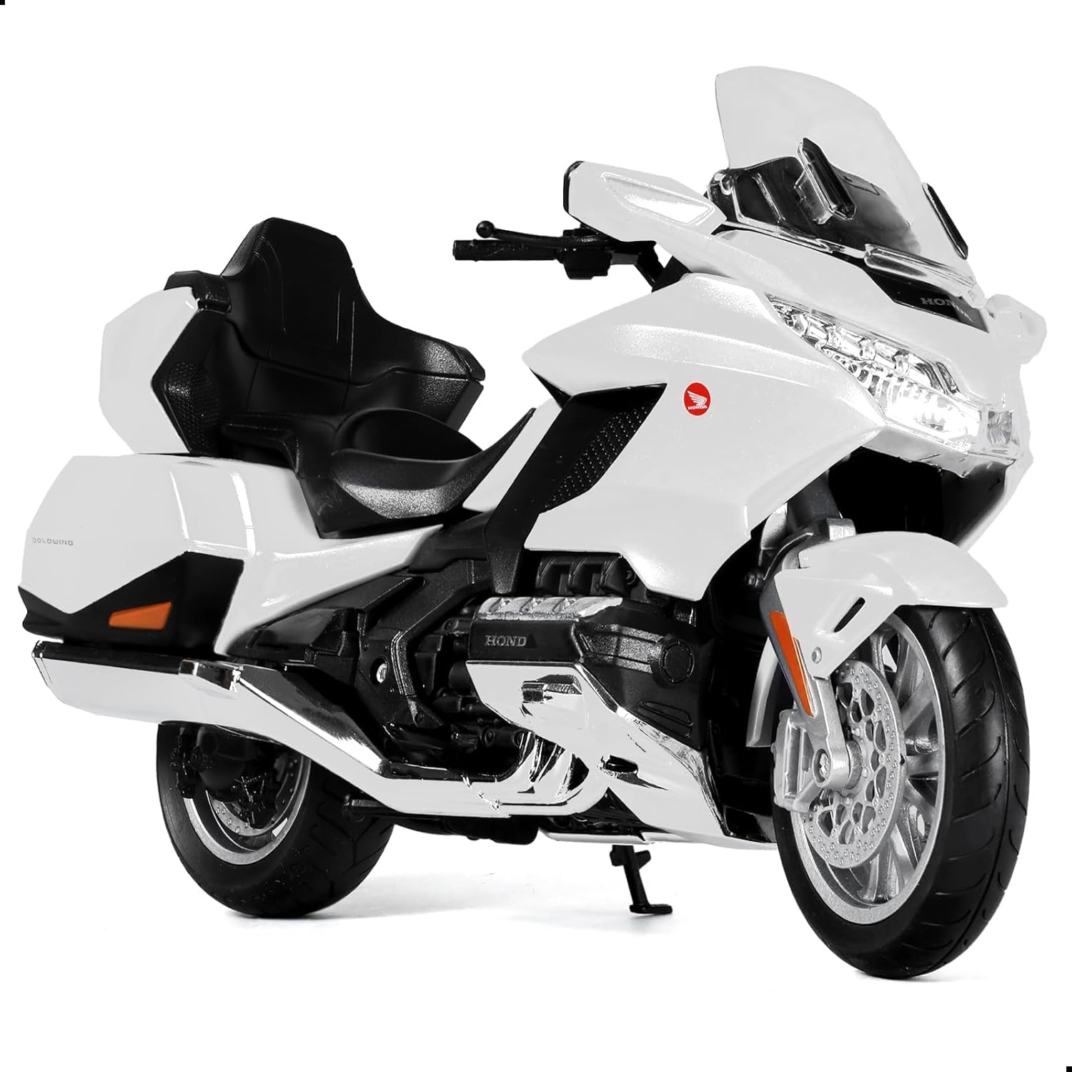 Risopen 1:12 Motorcycle Model Toy for Honda Goldwing Metal Die-cast with Plastic Motorcycle Model for Welly No Assembly Required Mini Finished Moto Gift for Adult（White）