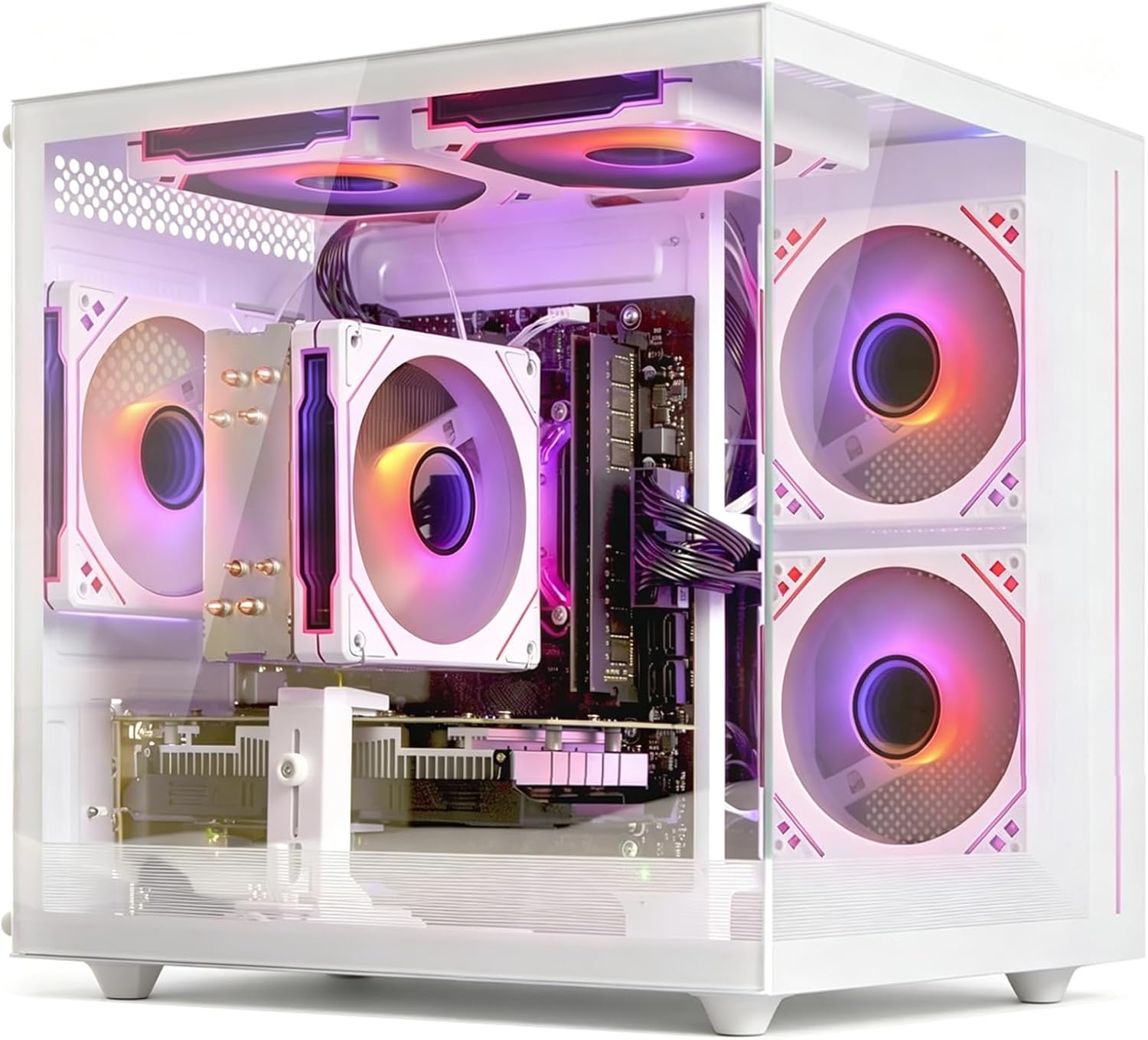 suevery Gaming PC Desktop Computer - Ryzen 5 5500,(6Core 12Threads Up to 4.2G) Radeon RX 6500XT 4GB, 16GB DDR4 RAM, 512GB NVME SSD, Wi-Fi 6, Prebuilt Tower Computer for Home and Office White