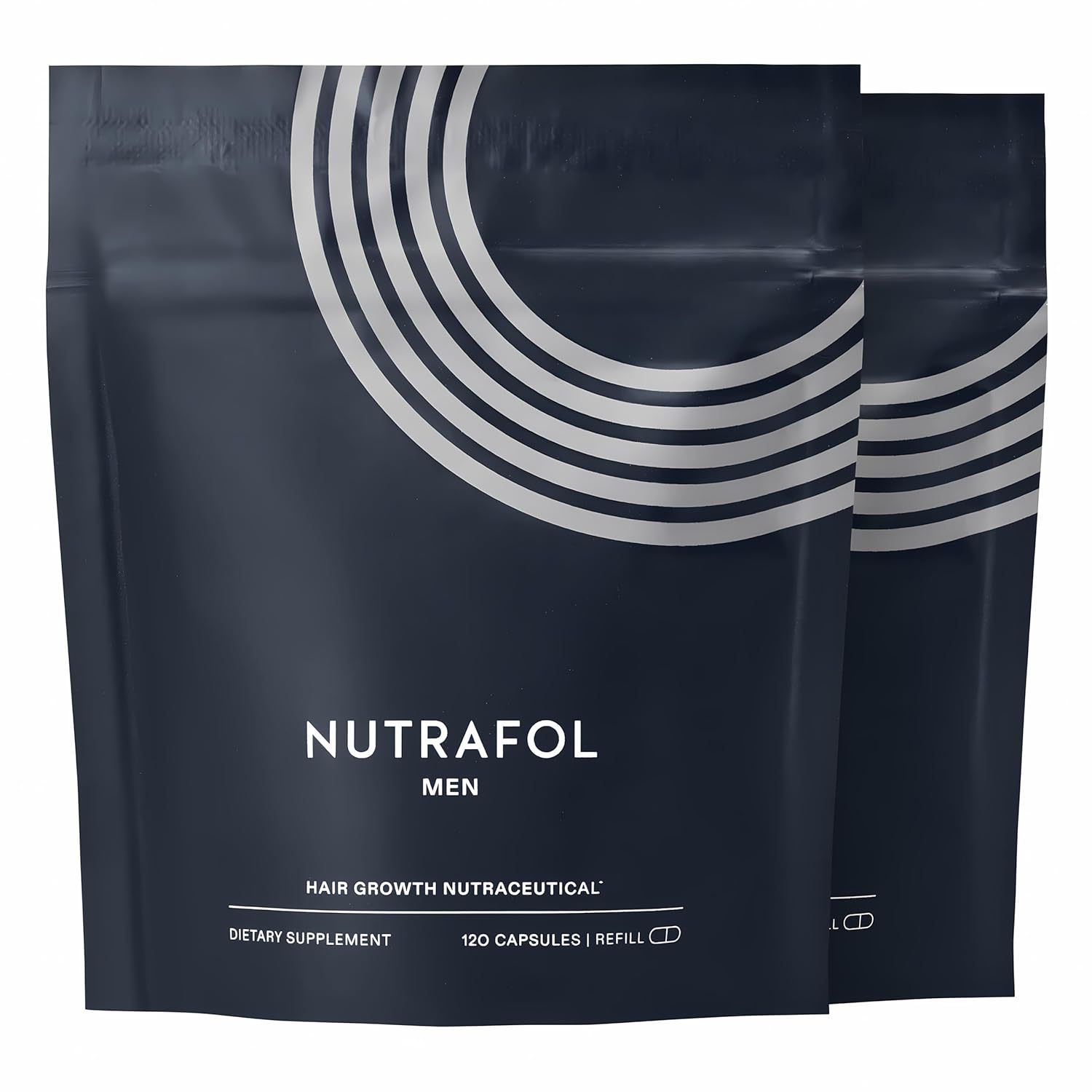 Nutrafol Men's Hair Growth Supplements, Clinically Tested for Visibly Thicker Hair and Scalp Coverage, Dermatologist Recommended - 2 Month Supply, 2 Refill Pouches