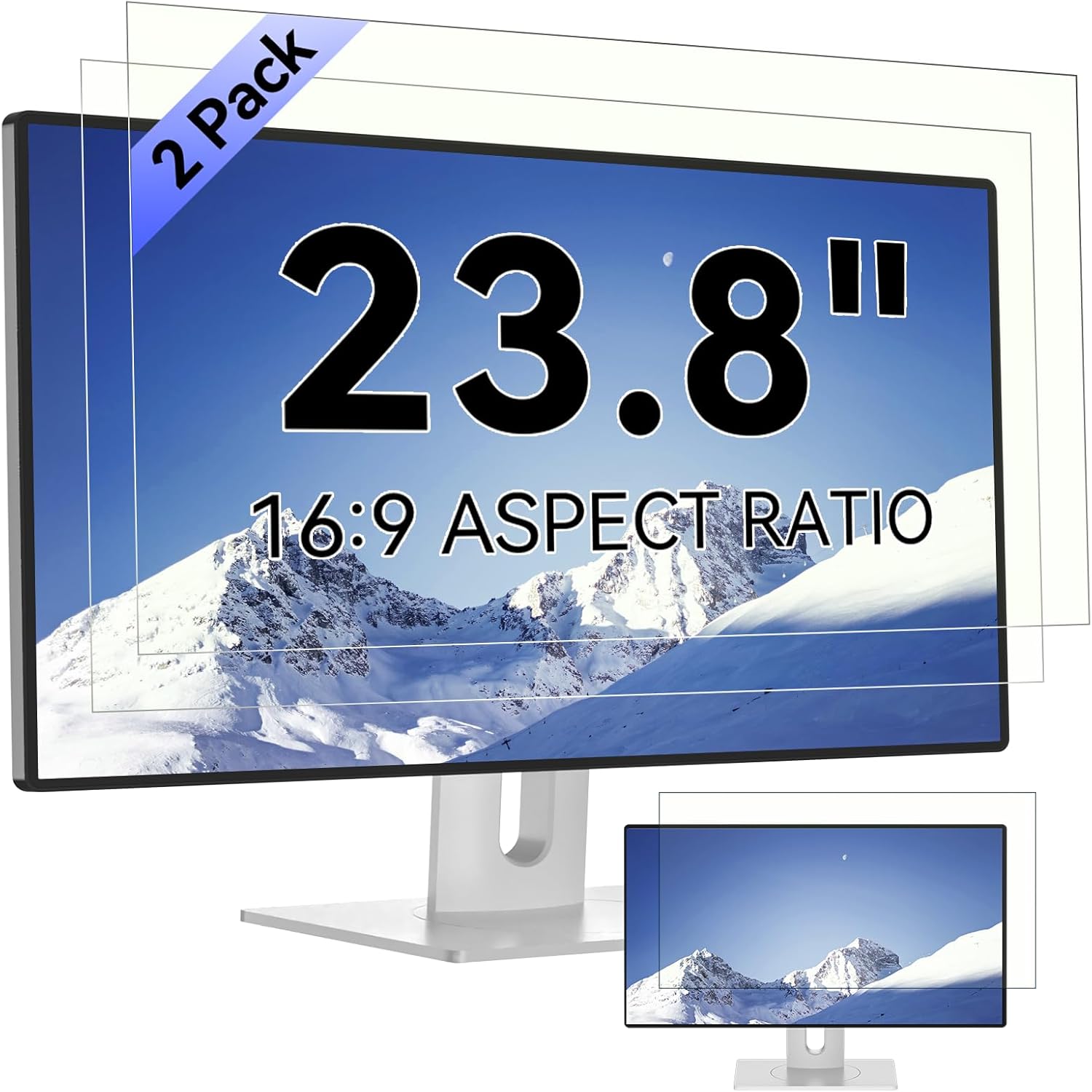 [2-Pack] 23.8 Inch Computer Blue Light Blocking Screen Protector for 16:9 Widescreen Monitor, Anti Glare Anti-UV Eye Protection Desktop PC LED Monitor Filter, Removable Anti-Scratch Screen Film 23.8in