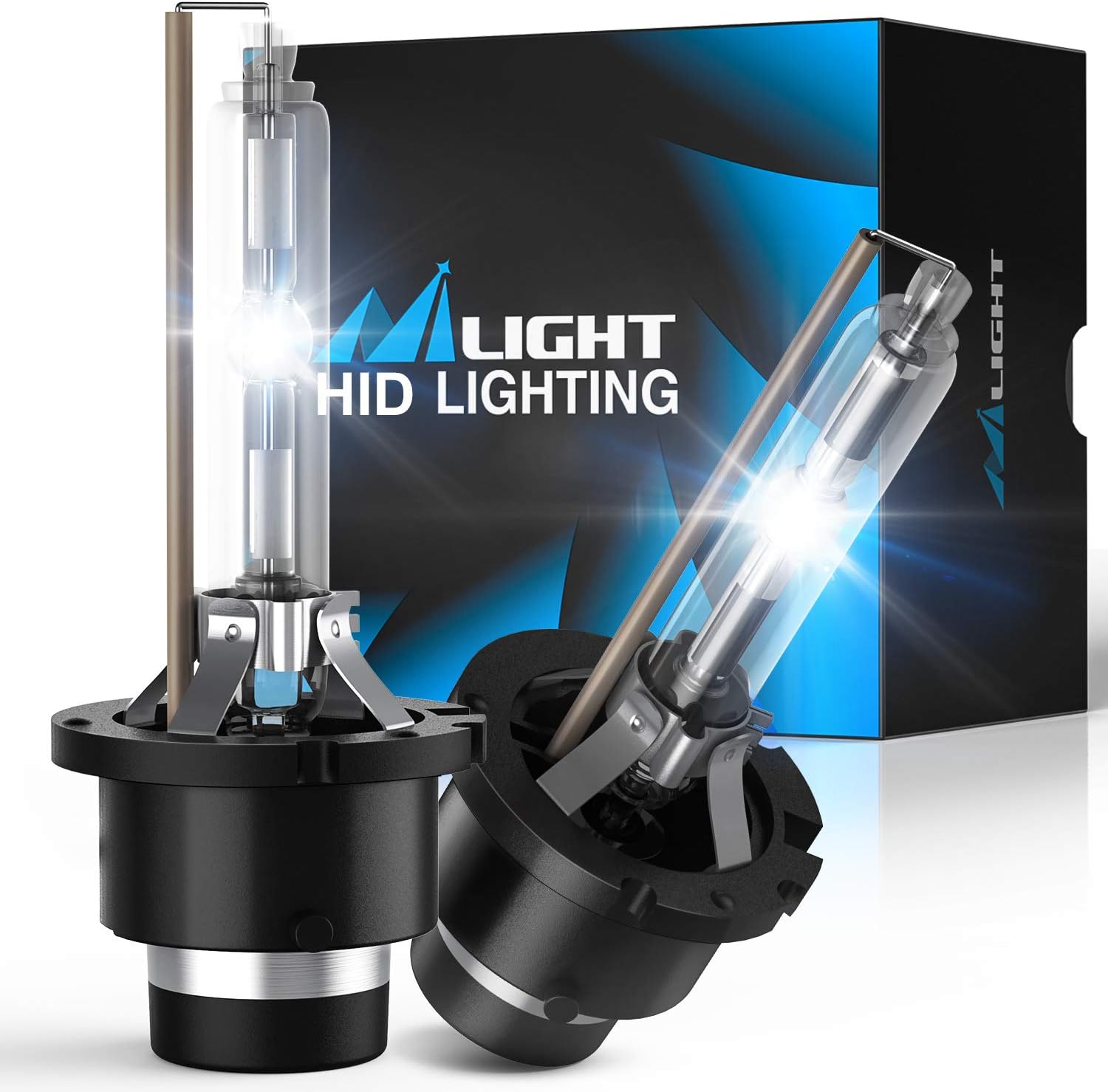 Nilight D2S HID Bulbs, 6000K Diamond White Xenon Replacement D2S HID Headlight Bulb,350% Lighting Distance Super Bright High for 12V Cars, IP67 Design with Metal Stents Base, 2 Years Warranty