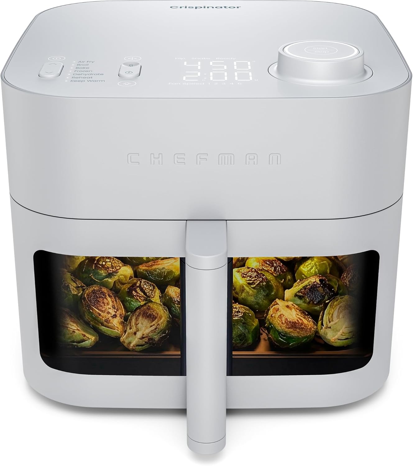 Chefman Crispinator Air Fryer 7-in-1 with 8 Qt Capacity, 450°F Max Temp &amp; TurboFry Pro Technology for Fast, Even Results, Bake, Broil, Dehydrate, Viewing Window, Nonstick Ceramic-Coated Basket