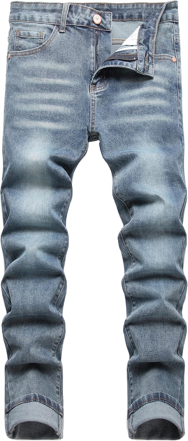 Men's Slim Fit Stretch Jeans Ripped Skinny Jeans for Men, Fashion Straight Leg Comfort Flex Waist Cargo Denim Pants
