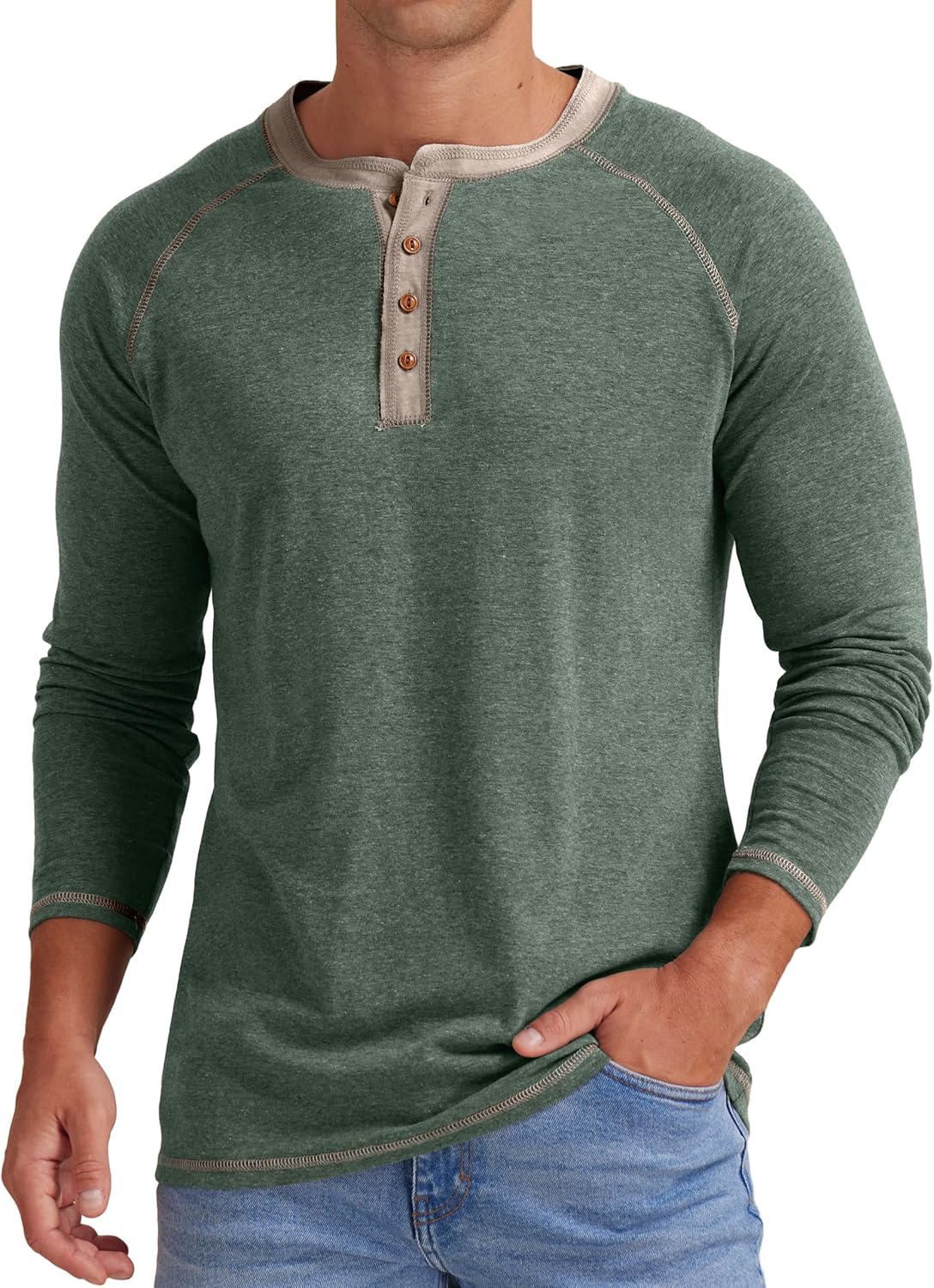 Sailwind Mens Henley Long\/Short Sleeve T-Shirt Cotton Casual Shirt