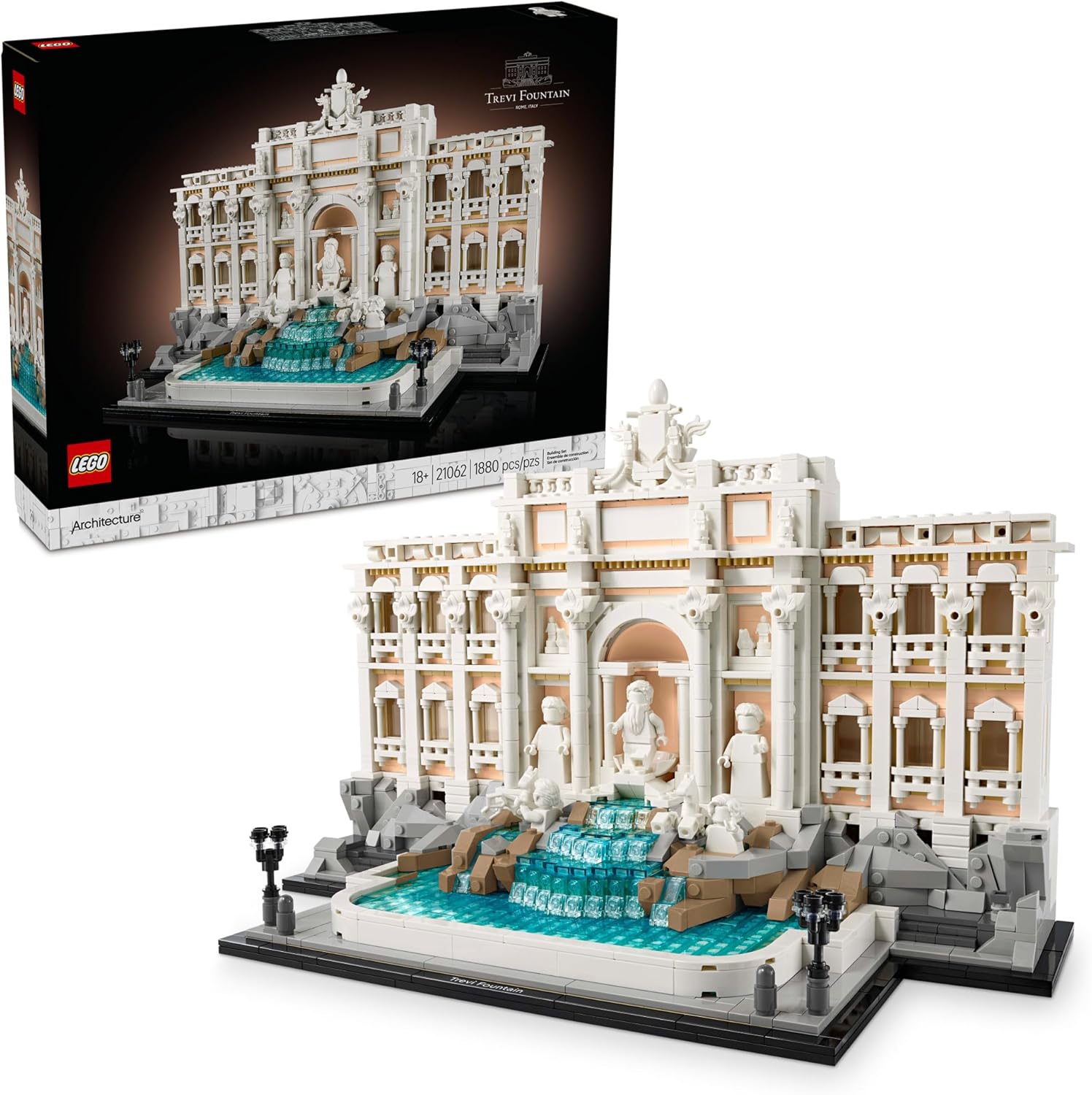 LEGO Architecture Trevi Fountain Building Set - Collectible Model of Italian Landmark for Display for Adults, 18+ - Gift for Women &amp; Men - 21062