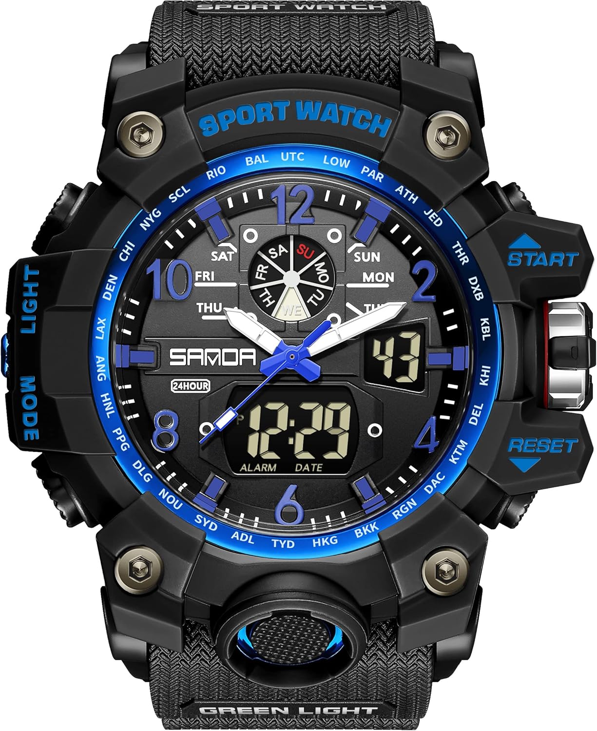 KXAITO Men's Watches Sports Outdoor Waterproof Military Wrist Watch Date Multi Function Tactics LED Alarm Stopwatch
