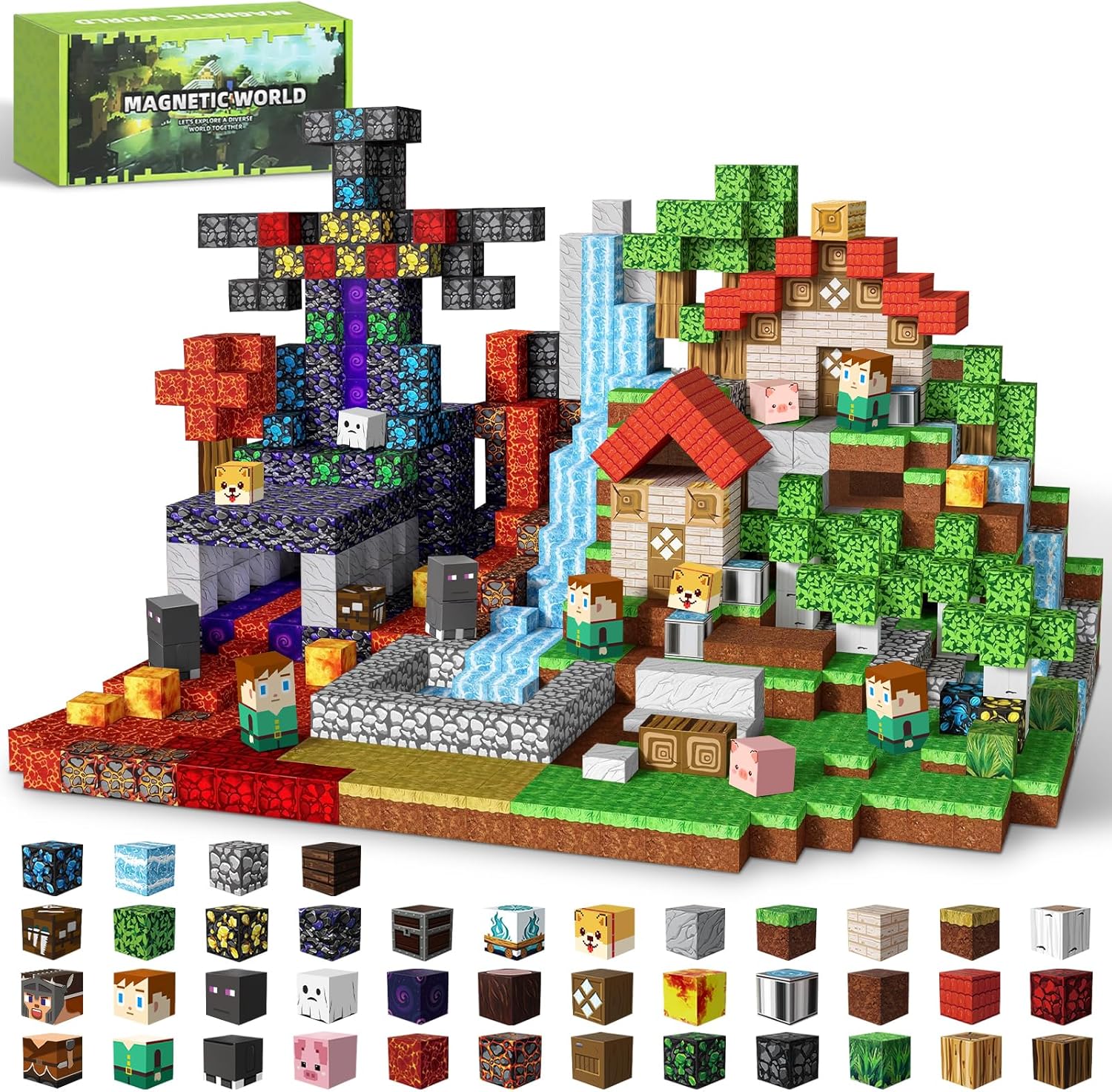 Intoypad 150PCS Magnetic Blocks for Kids, 0.8in Magnetic Building Block Toys for Boys Girls Age 3 4 5 6 7 8 9 10 Magnet Cubes Game Magnetic Tiles STEM Toys Christmas Birthday Gifts for Kids Toddlers