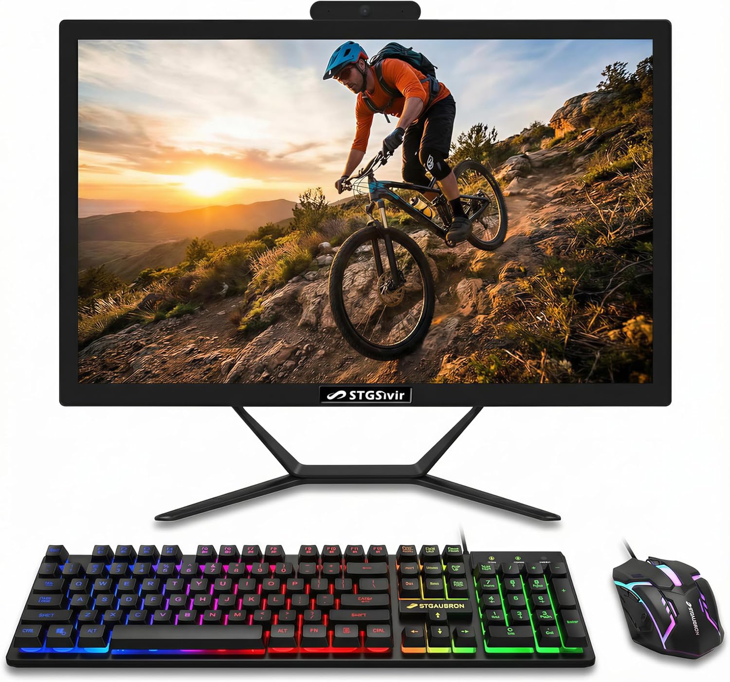 STGSivir All in One Desktop Computer, 22'' FHD Display, Intel Core i5 up to 3.6GHz, 16G Memory, 512G SSD, WiFi 5, Bluetooth, RGB Keyboard &amp; Mouse, Webcam, Windows 11 Home