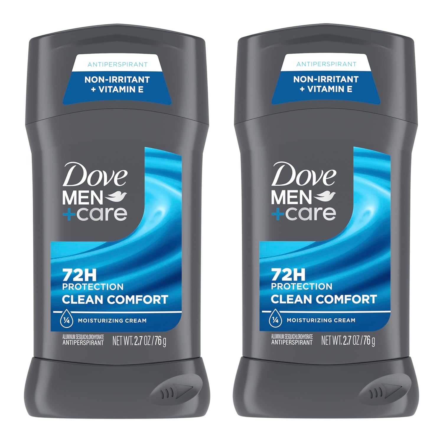 DOVE MEN + CARE Antiperspirant Deodorant Stick Clean Comfort Twin Pack 72-Hour Sweat &amp; Odor Protection Antiperspirant for Men With 1\/4 Moisturizing Cream 2.7 oz