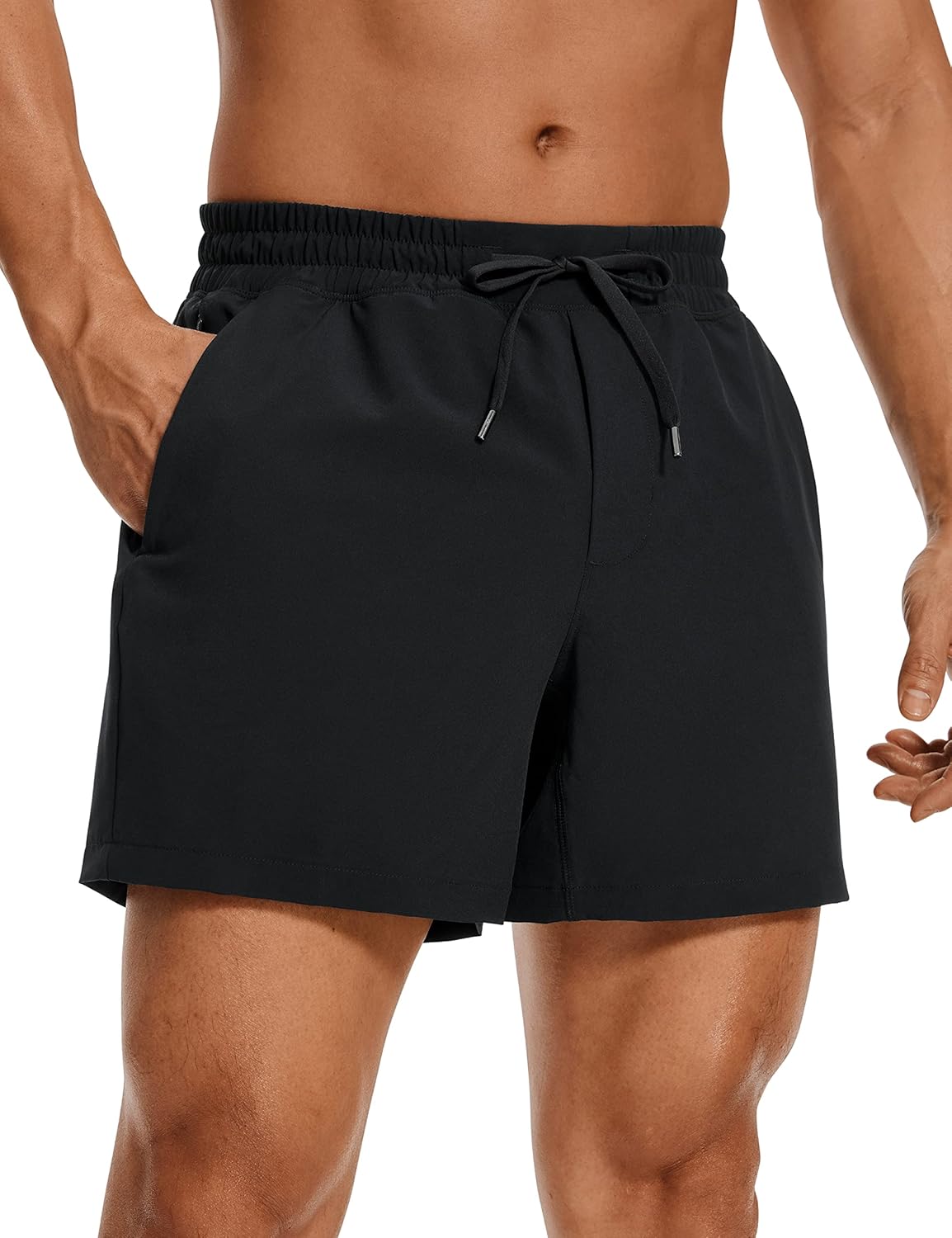 CRZ YOGA Men's Linerless Workout Shorts 5'' - Lightweight Quick Dry for Running Sports Athletic Gym with Pockets