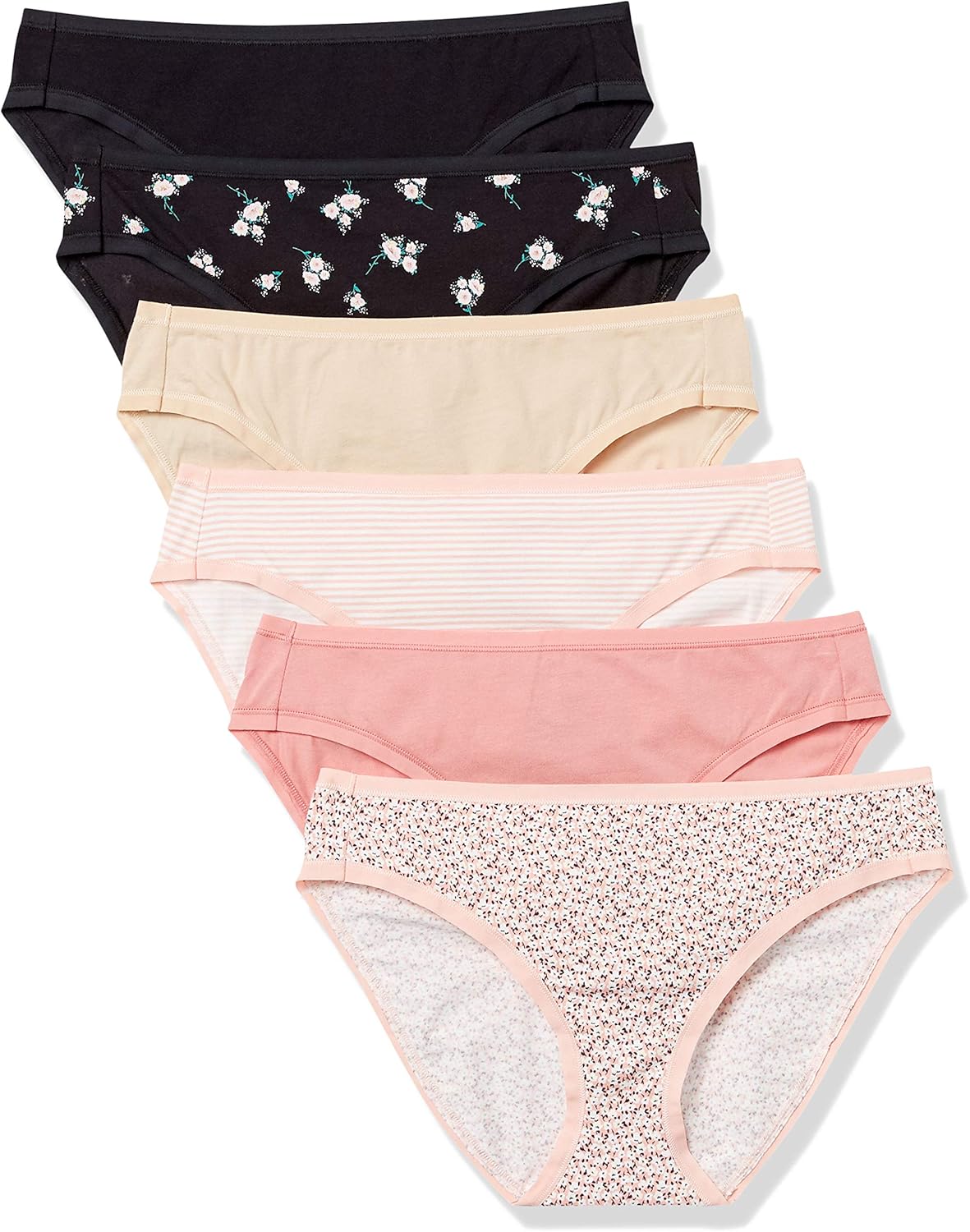 Amazon Essentials Women's Breathable Cotton Bikini Brief Underwear with Full Coverage, Multipacks
