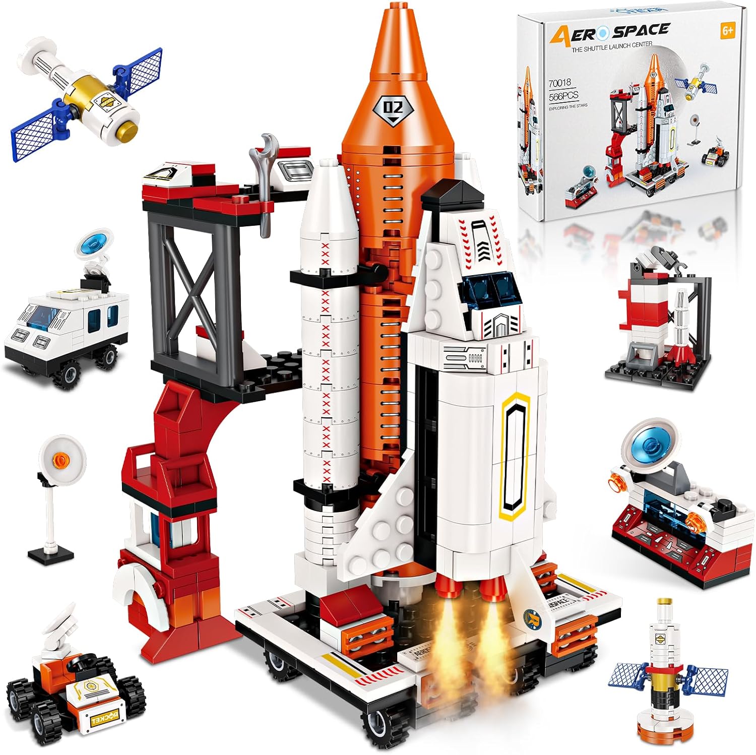 ZZXYPX 12-in-1 Space Rocket Building Blocks Kit - STEM Educational Toy Ages 6-12, 566 Pieces Creative Assembly Set for Kids