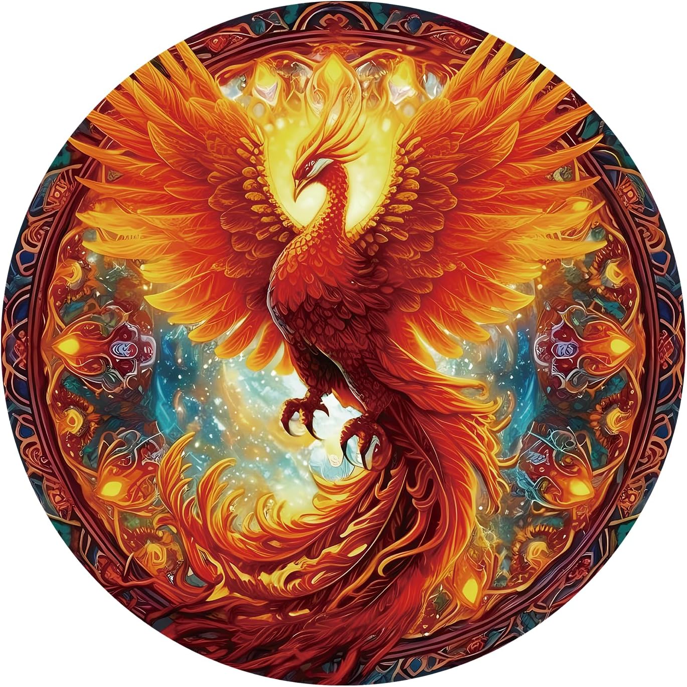 KaayeeWood 1000 Piece Puzzle for Adult, Phoenix Jigsaw Puzzle 1000 Pieces, Impossible Challenging Fun Puzzle for Adult, Round 26.6 x 26.6 Inch Unique Difficulty Puzzle for Birthday Gift