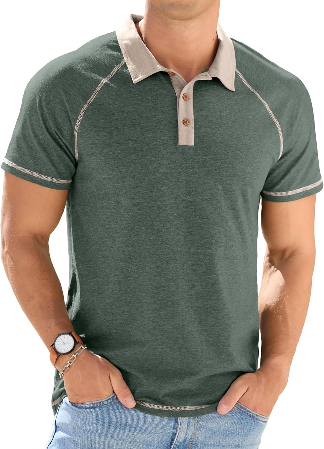 Sailwind Mens Cotton Polo Shirts Short Sleeve Raglan Collared Casual Summer Fashion Golf Shirts