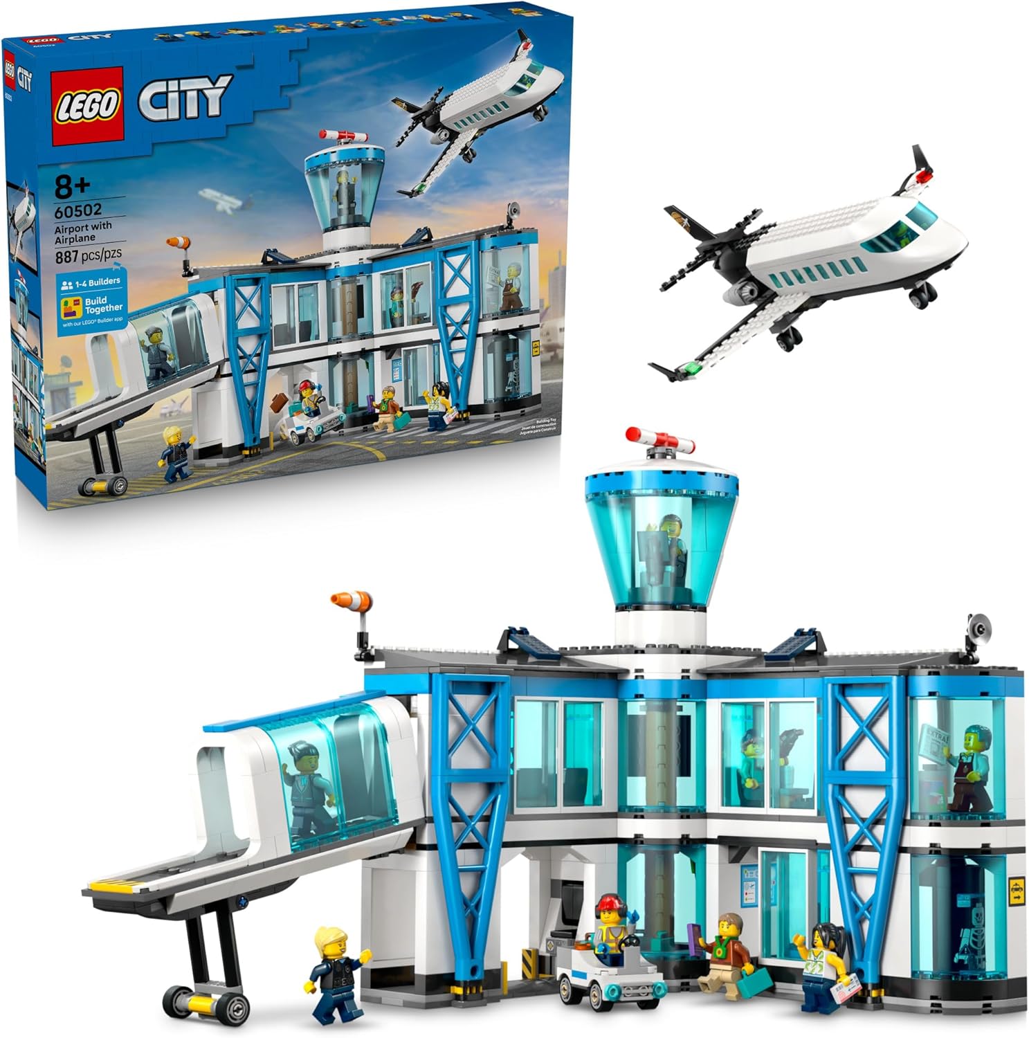 LEGO City Airport with Airplane Building Toy - Building Toy for Kids - Pretend Play Travel Set for Boys &amp; Girls, Ages 8+ - Includes 9 Minifigures - Gift Idea for Birthdays - 60502